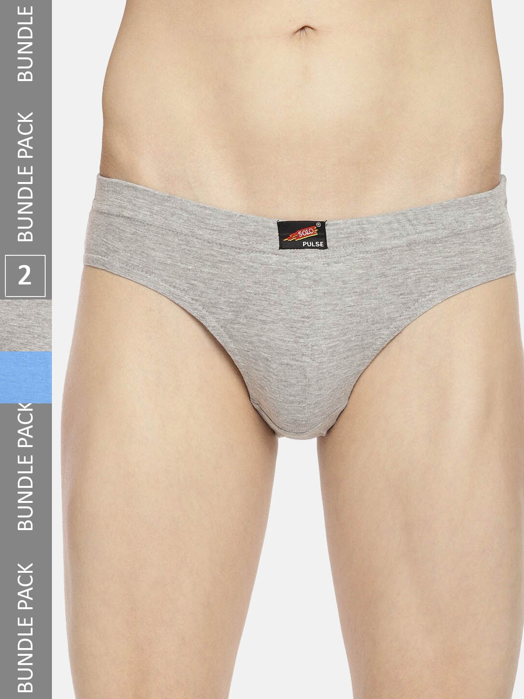 

SOLO Pack Of 2 Anti-Bacterial Basic Briefs Pulse-2-Grey Meange, Royal Blue-75, Grey melange