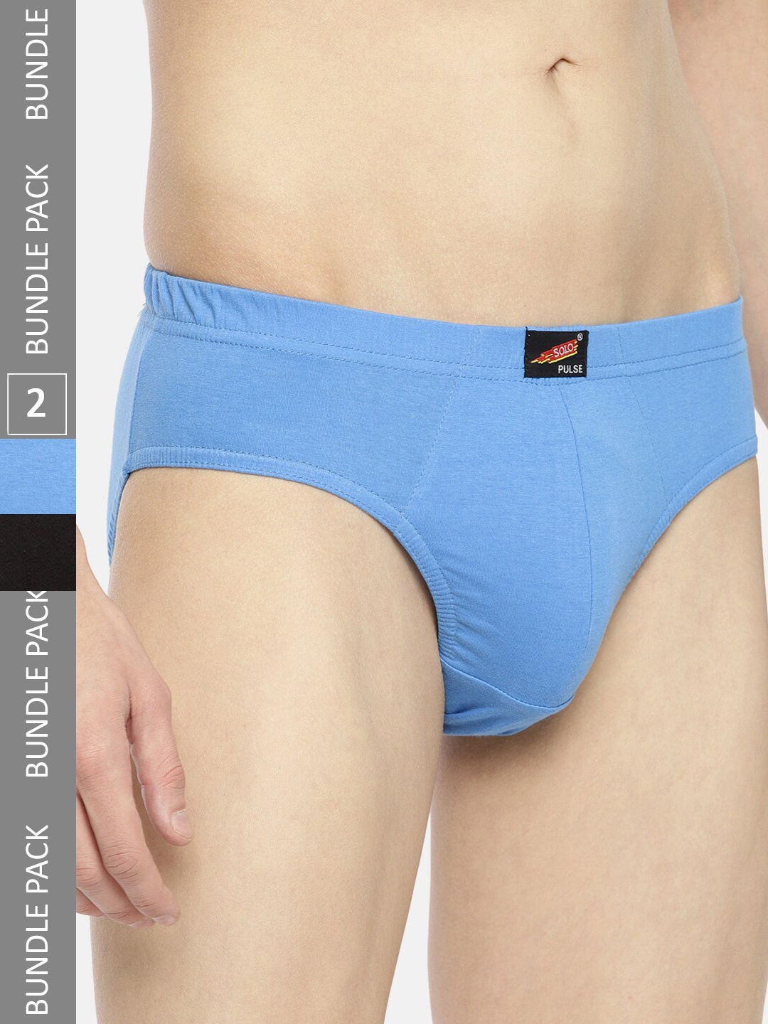 

SOLO Pack Of 2 Cotton V-Cut Stretch Anti Bacterial Briefs, Blue