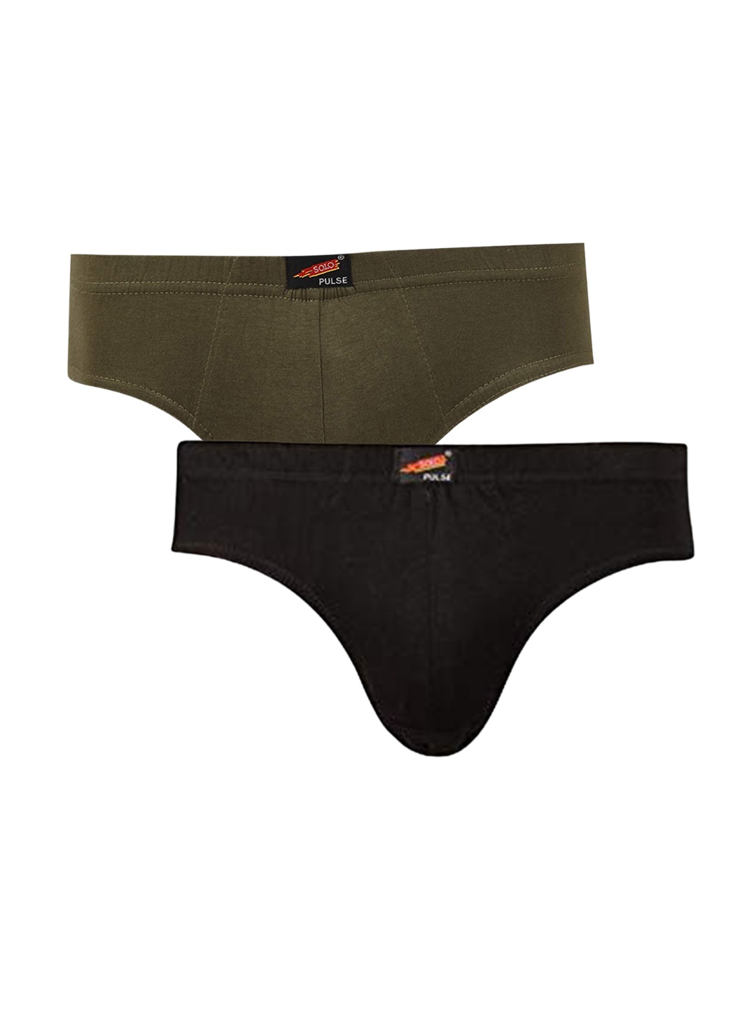

SOLO Pack Of 2 Pure Cotton Anti-Bacterial Basic Briefs Pulse-2-Olive, Black-75