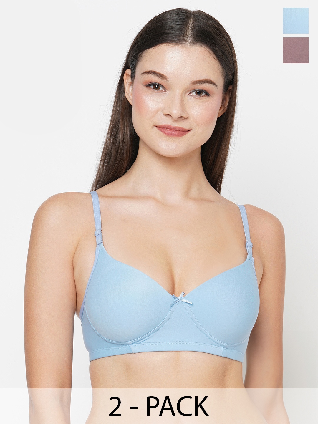 

Planetinner Pack Of 2 Full Coverage Heavily Padded Rapid Dry All Day Comfort T-shirt Bras, Blue