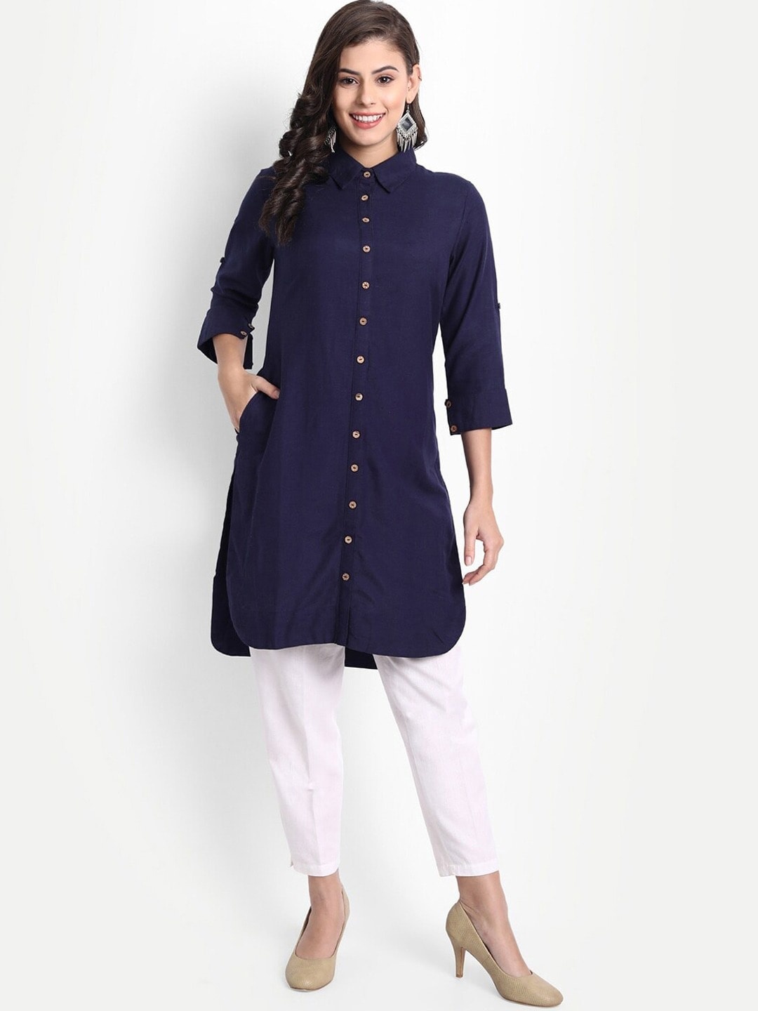 

SUTI Women Blue Thread Work Pathani Kurta