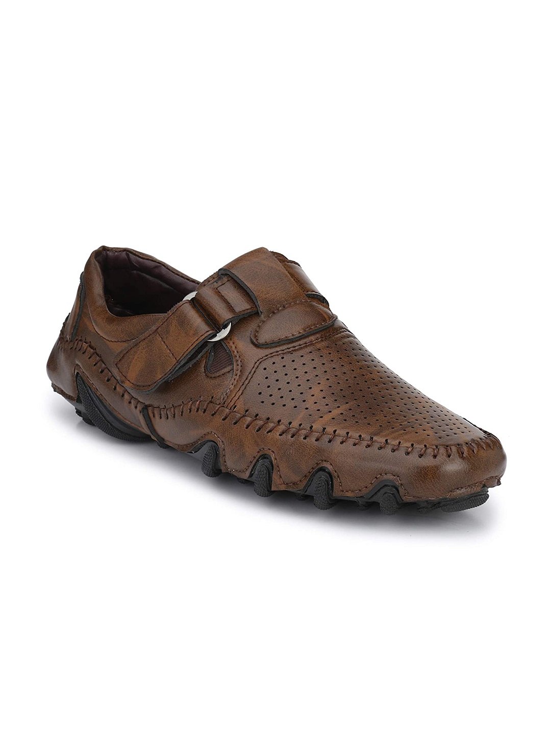 

AIRBELL Men Perforated Shoe-Style Sandals, Brown