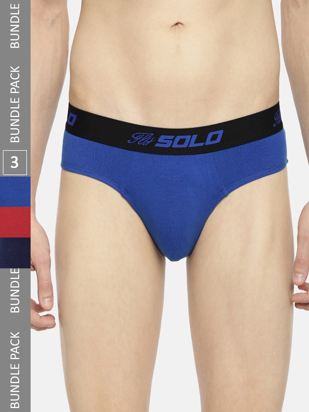 

SOLO Pack Of 3 Pure Cotton Ultra Soft Anti Bacterial Basic Briefs Vigour-3-RBNR-75, Blue