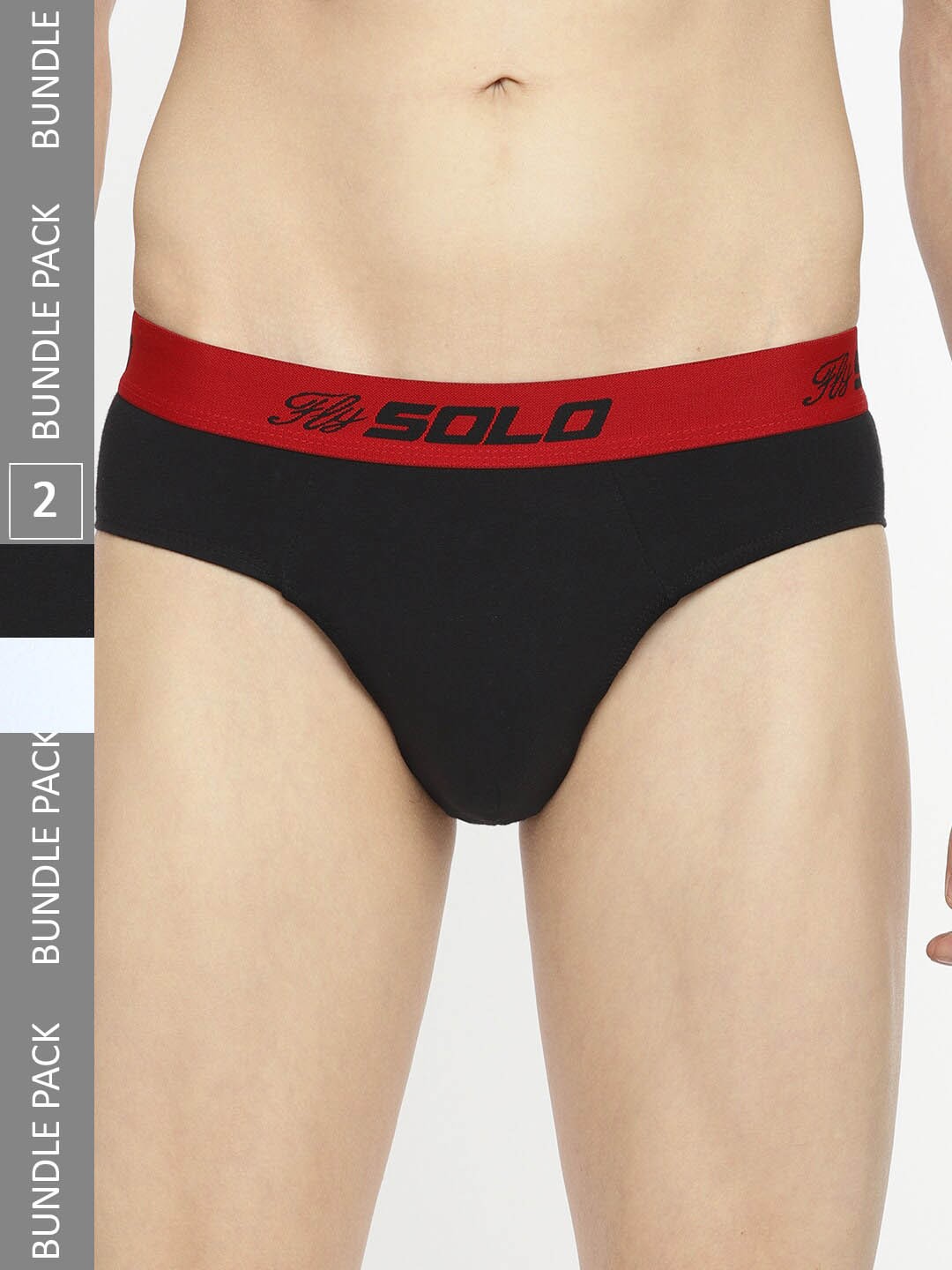 

SOLO Pack Of 2 Pure Cotton Ultra Soft Anti Bacterial Briefs Vigour-2-BK-WH-75, Black
