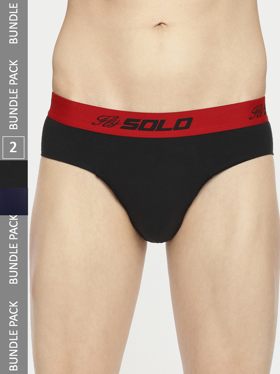 

SOLO Men Anti Bacterial Pack Of 3 Pure Cotton Briefs Vigour-3-BO-NV-RD-75, Black