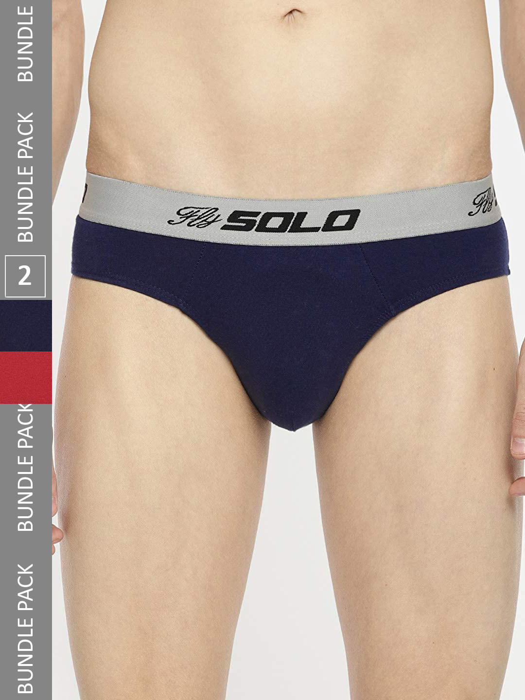 

SOLO Men Anti Bacterial Pack Of 2 Basic Briefs Vigour-2-NR-75, Navy blue