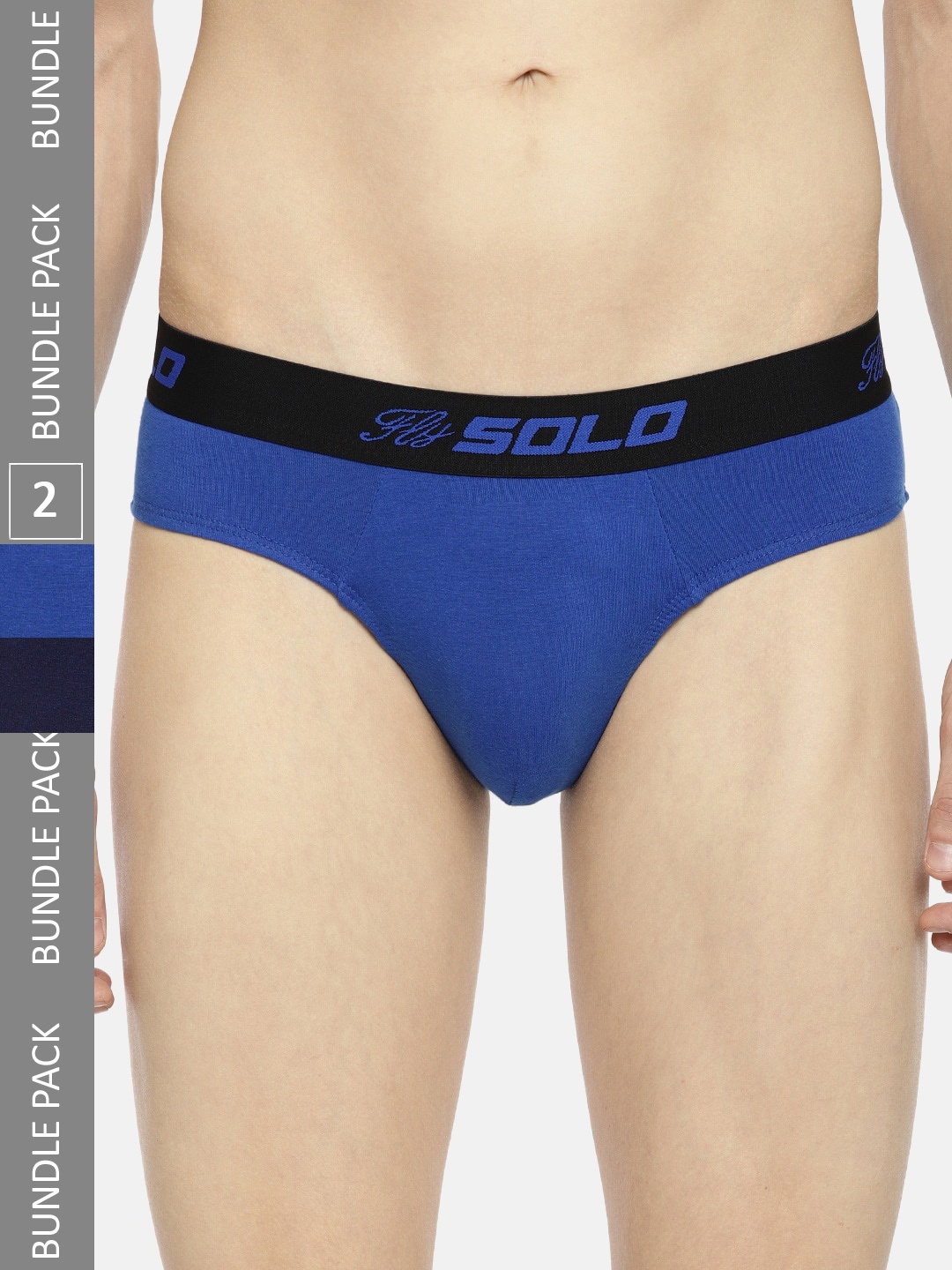 

SOLO Men Anti Bacterial Pack Of 2 Cotton Basic Briefs Vigour-2-NRB-75, Navy blue