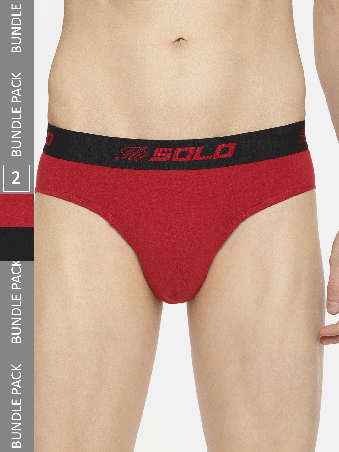 

SOLO Men Anti-Bacterial Pack Of 2 Pure Cotton Basic Briefs Vigour-2-BR-75, Black