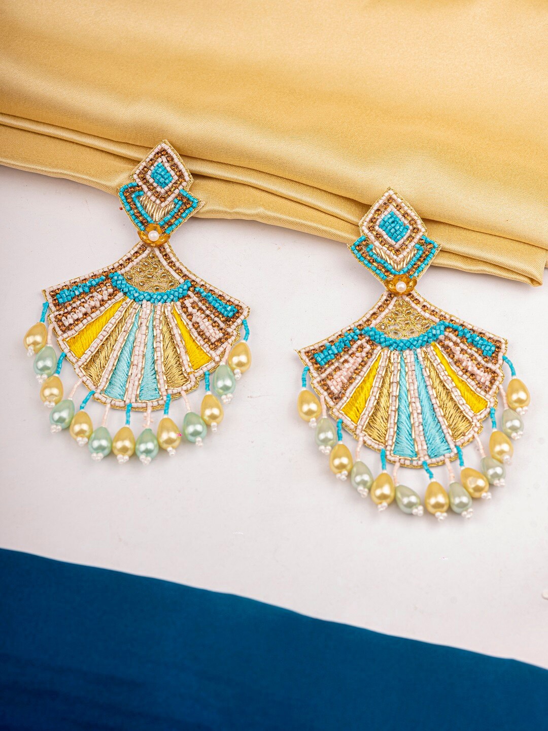 

Crunchy Fashion Beaded Drop Earrings, Gold