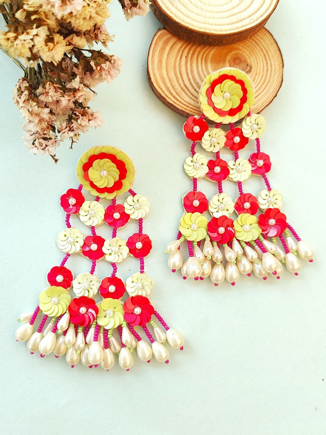 

Crunchy Fashion Beaded Floral Drop Earrings, Yellow