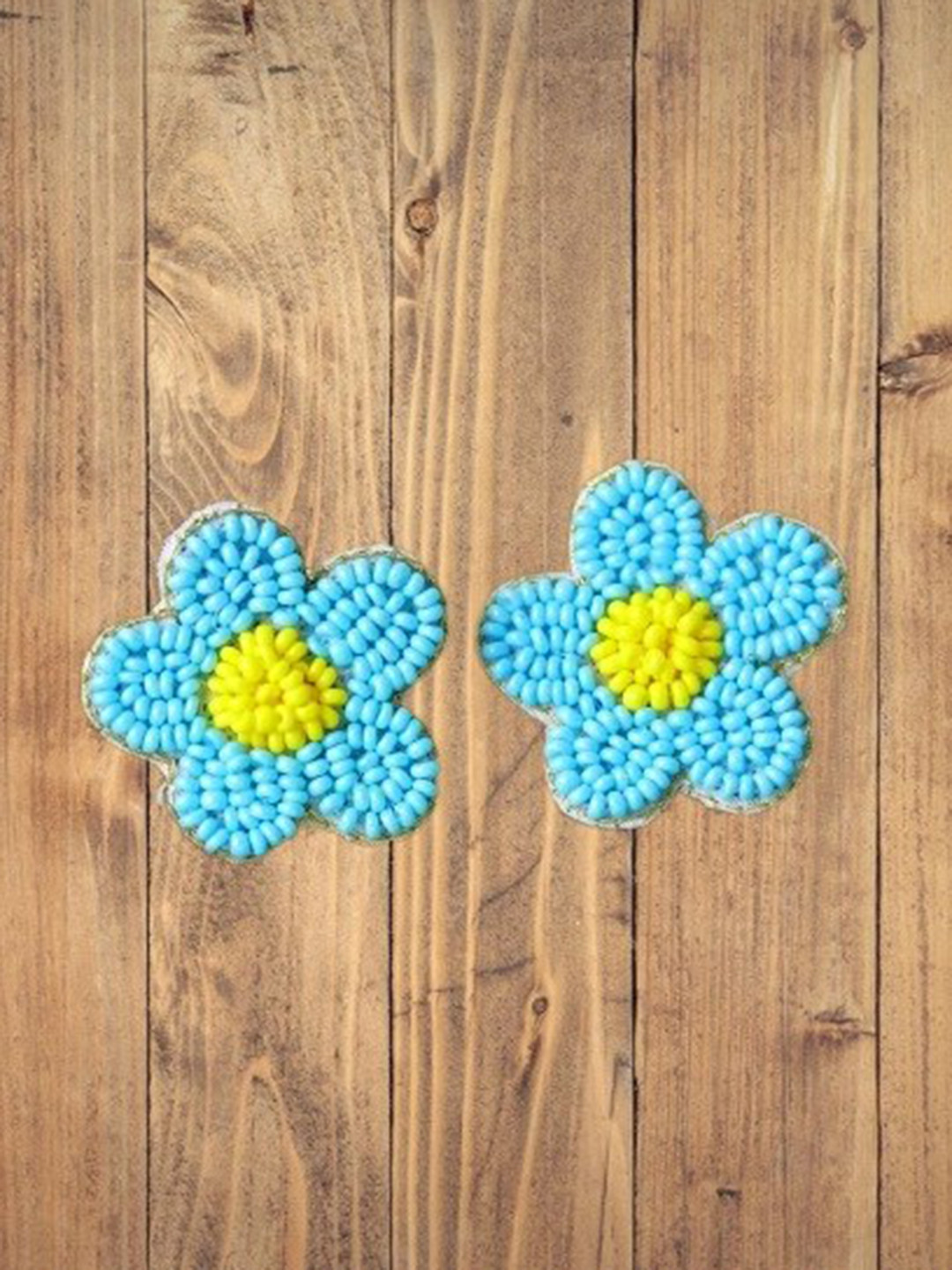 

Crunchy Fashion Artificial Beads Floral Studs Earrings, Blue