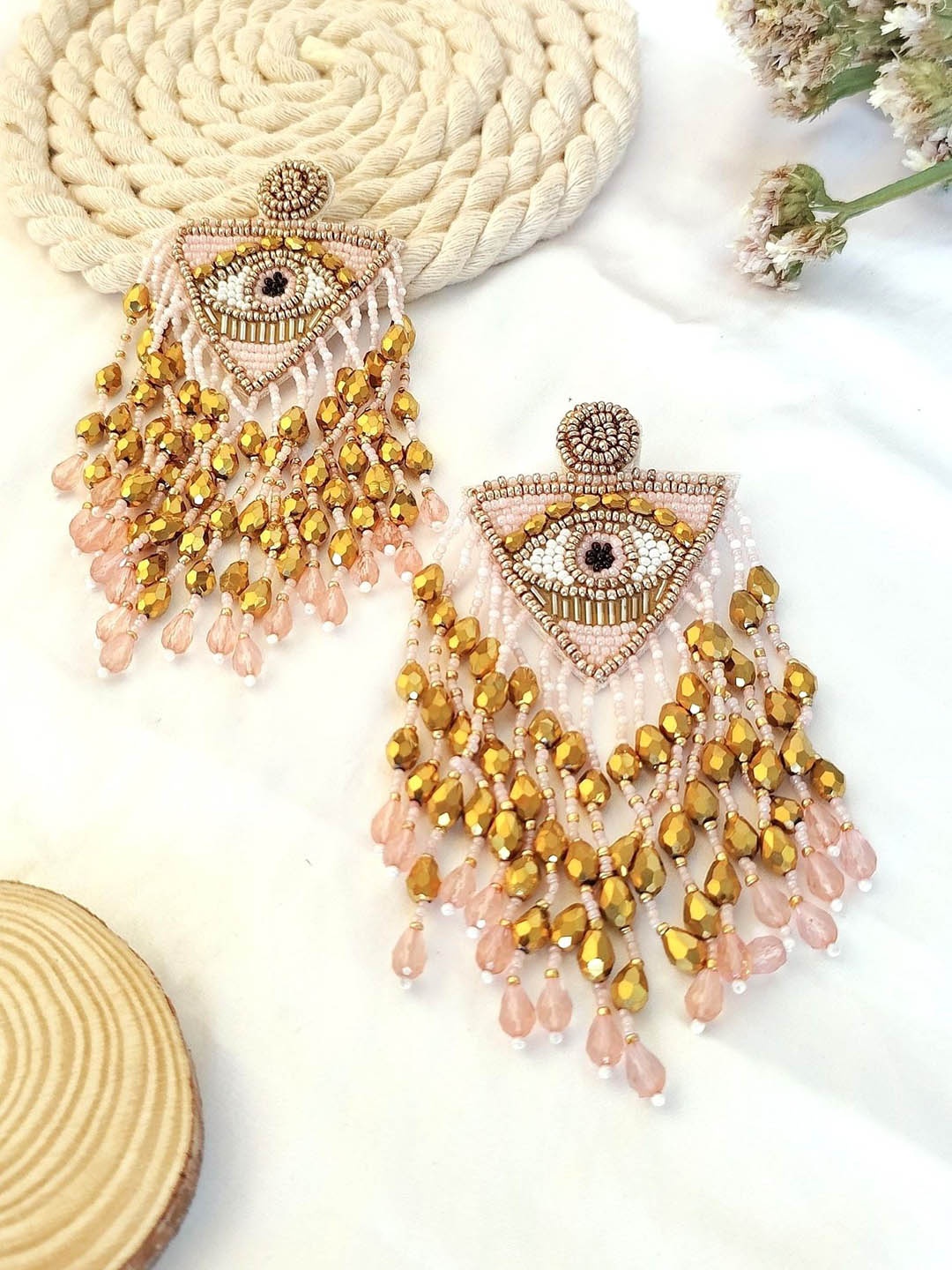 

Crunchy Fashion Geometric Artificial Beads Drop Earrings, Pink