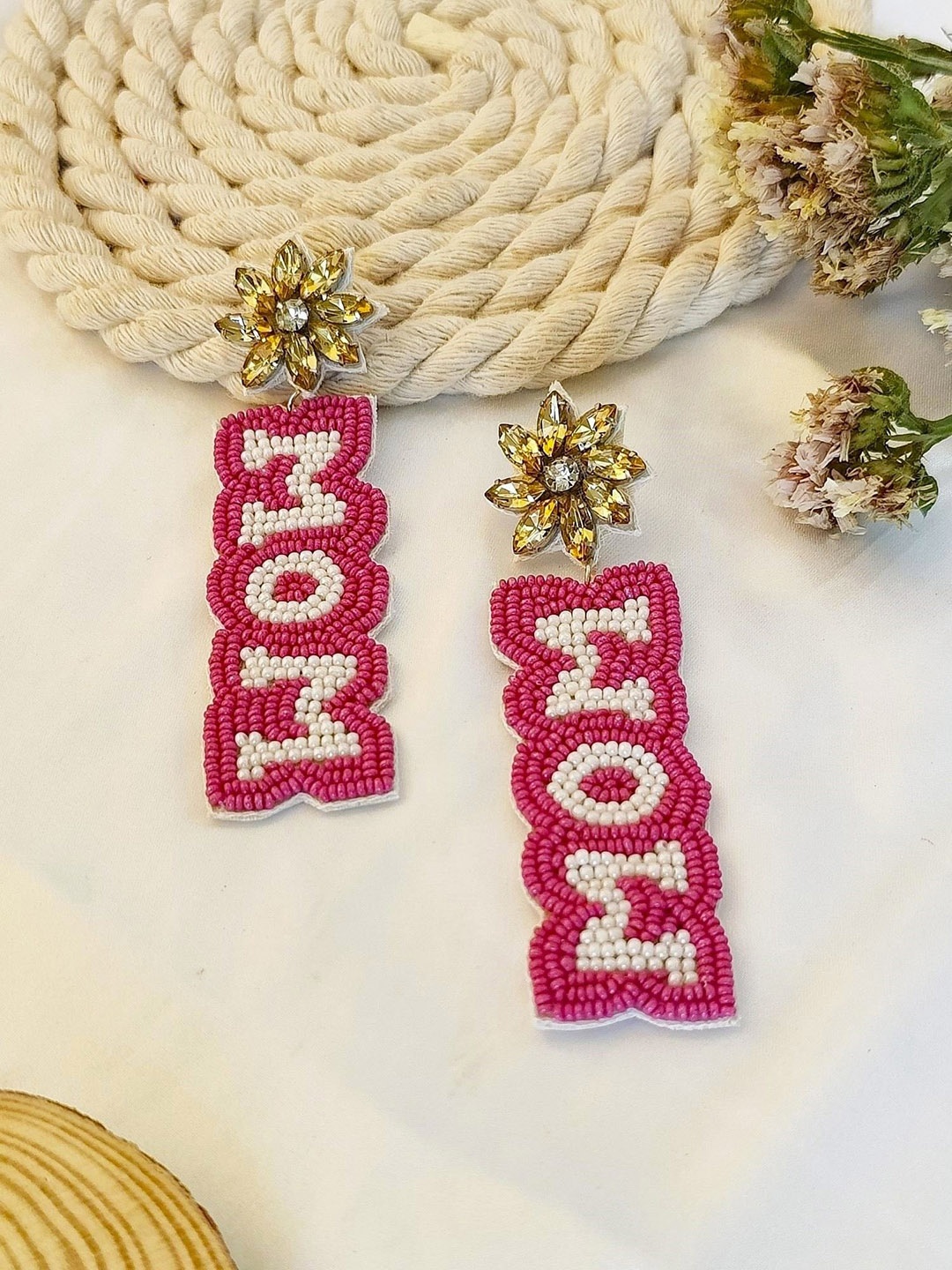 

Crunchy Fashion Square Drop Earrings, Pink