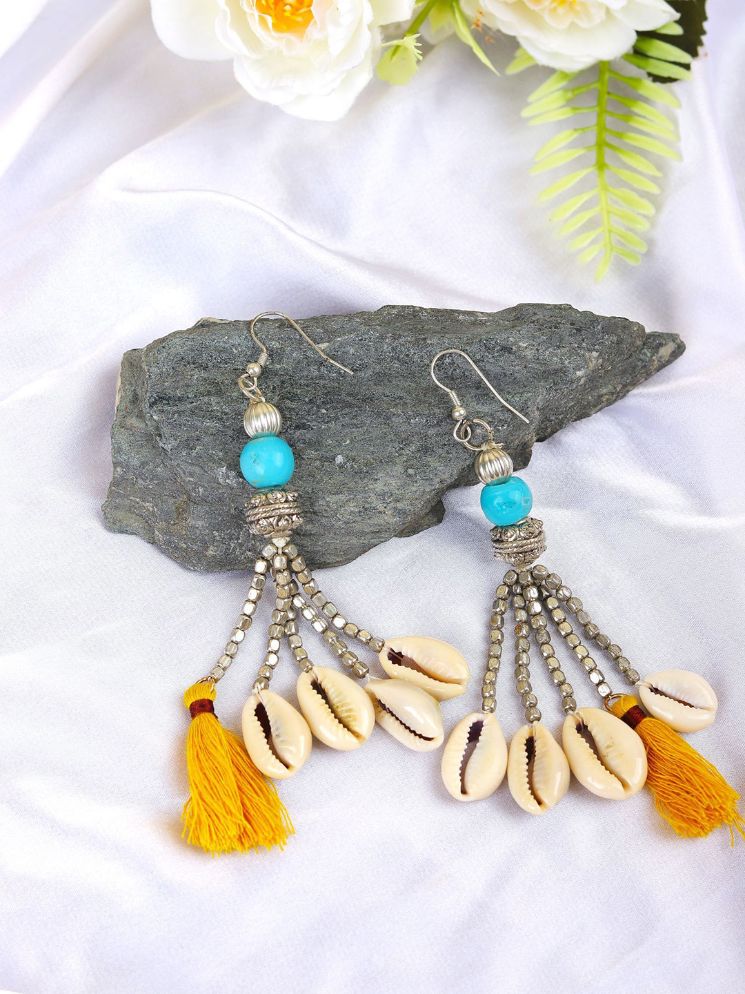 

Crunchy Fashion Contemporary Tasselled Drop Earrings, Blue