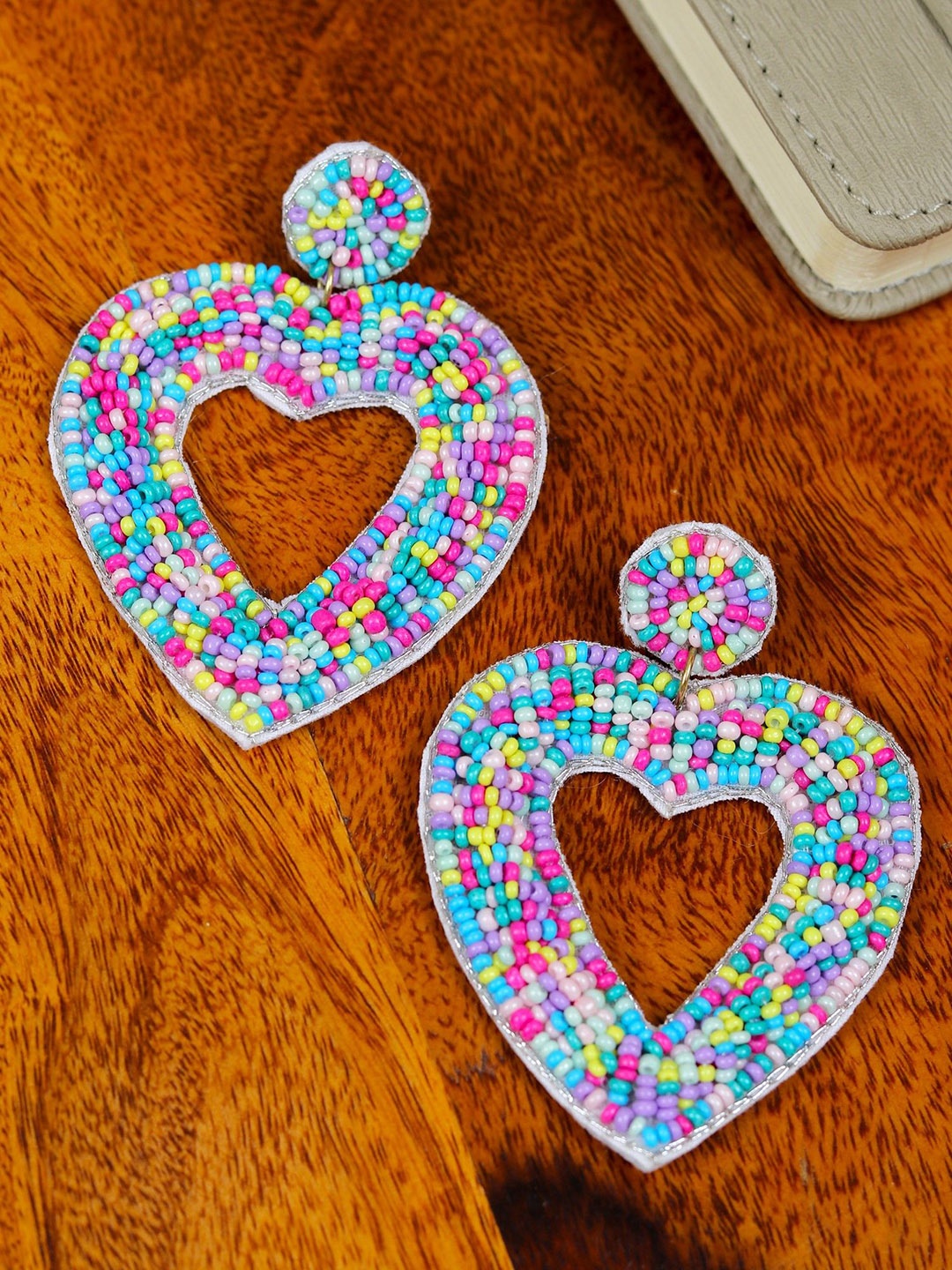 Crunchy Fashion Heart Shaped Drop Earrings, Blue