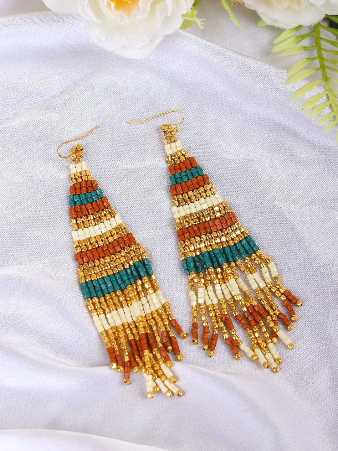 Crunchy Fashion Triangular Drop Earrings, Gold