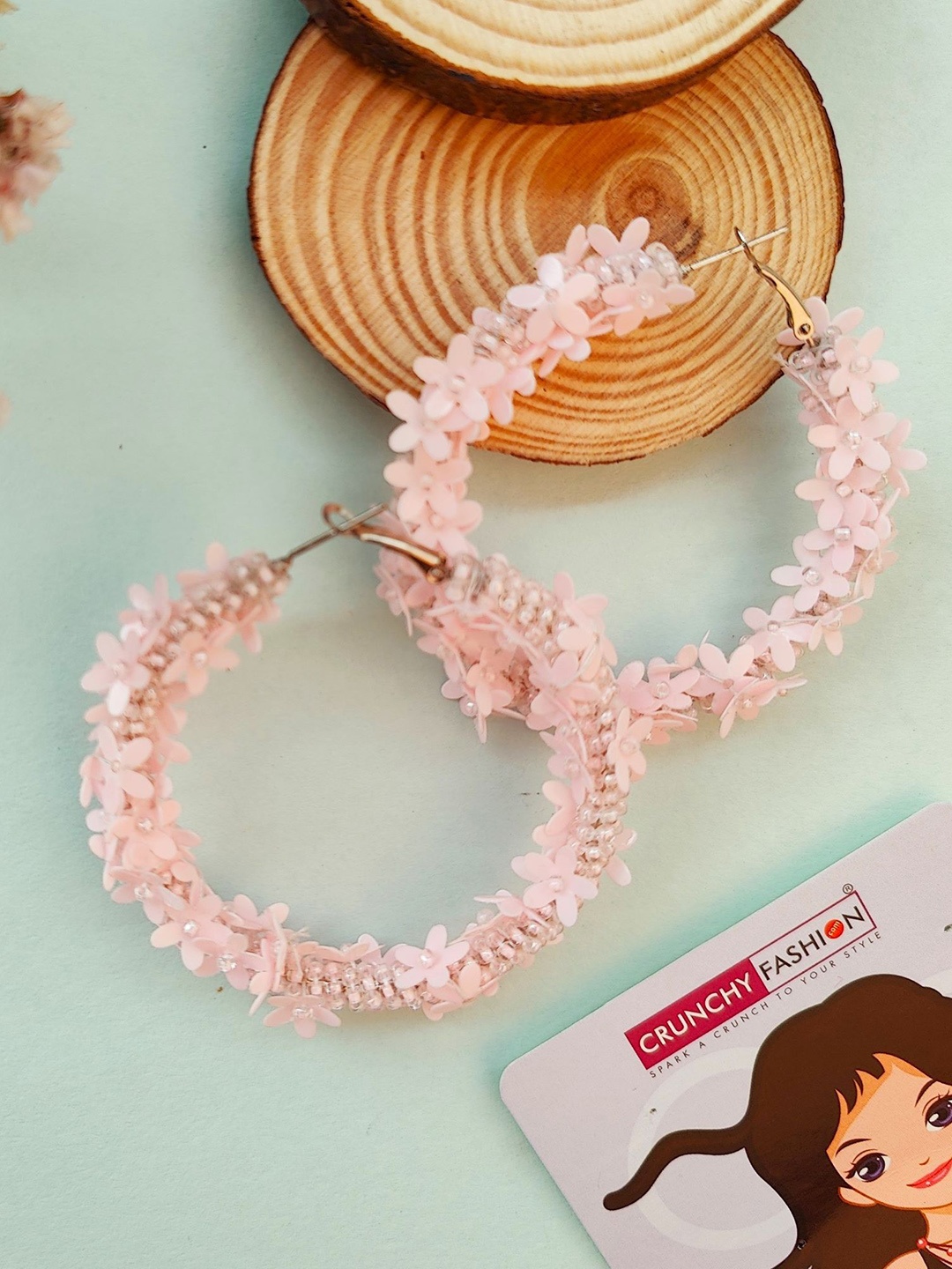 

Crunchy Fashion Circular Hoop Earrings, Pink