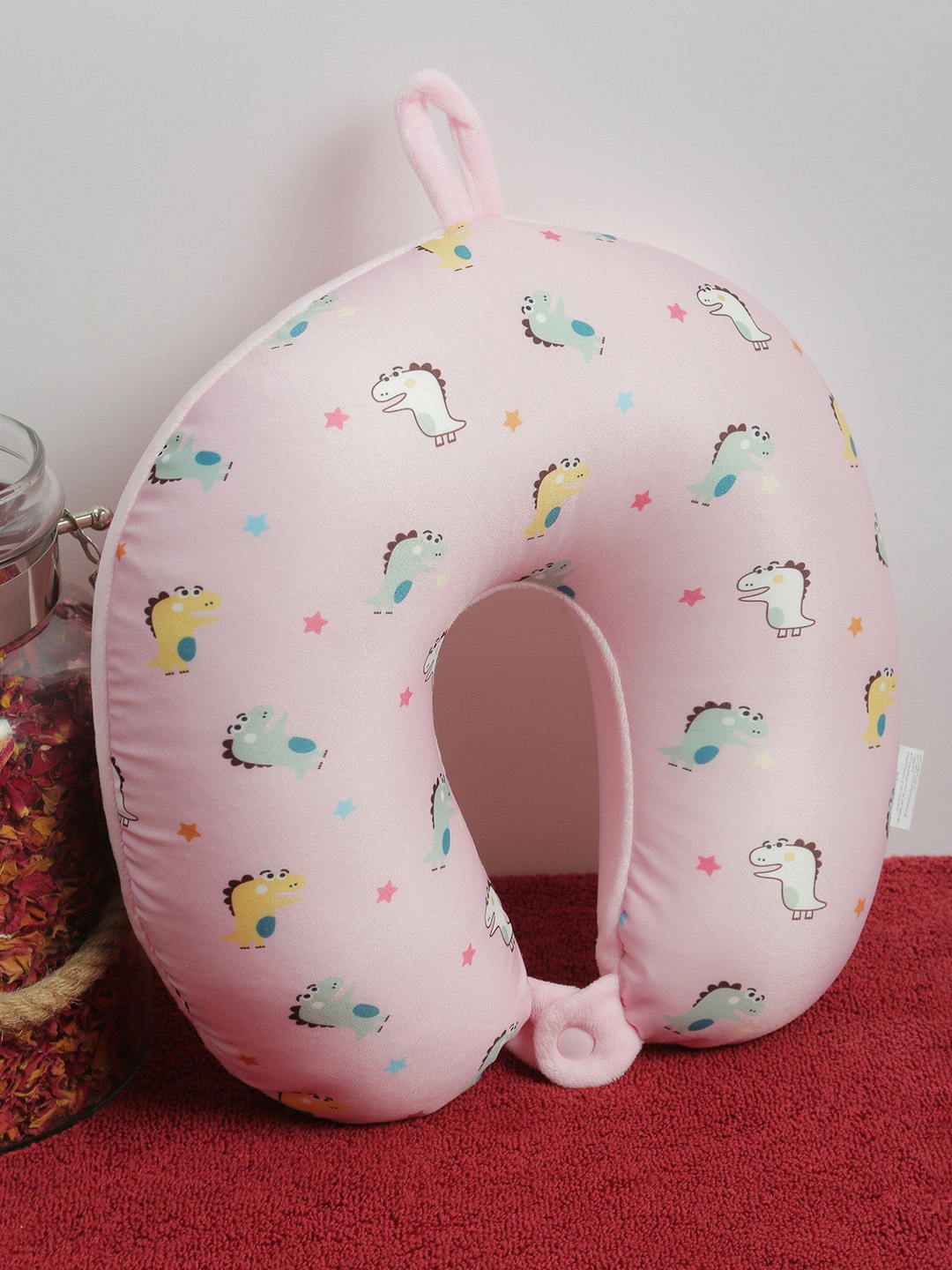 

MUMUSO Printed U-Shaped Neck Travel Pillow, Pink