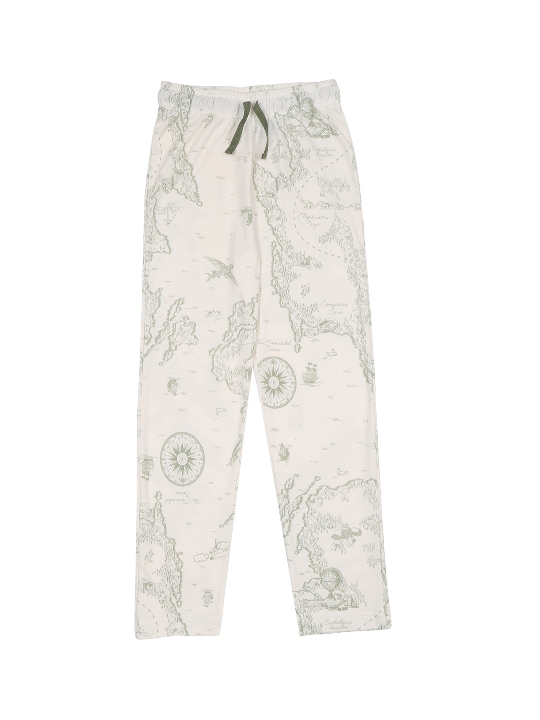

F&S Girls Printed Cotton Lounge Pants, Off white