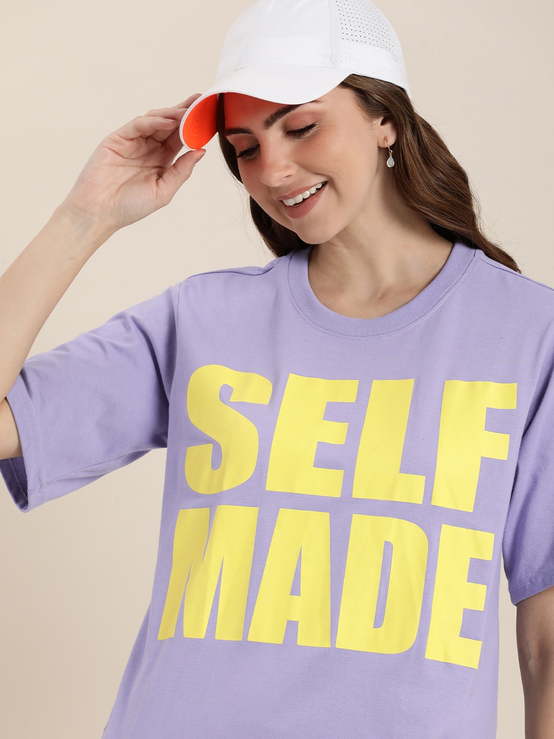 

HERE&NOW Round Neck Typography Printed T-shirt, Lavender