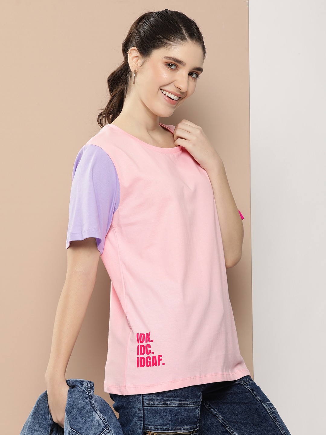 

HERE&NOW Pure Cotton T-shirt, Pink