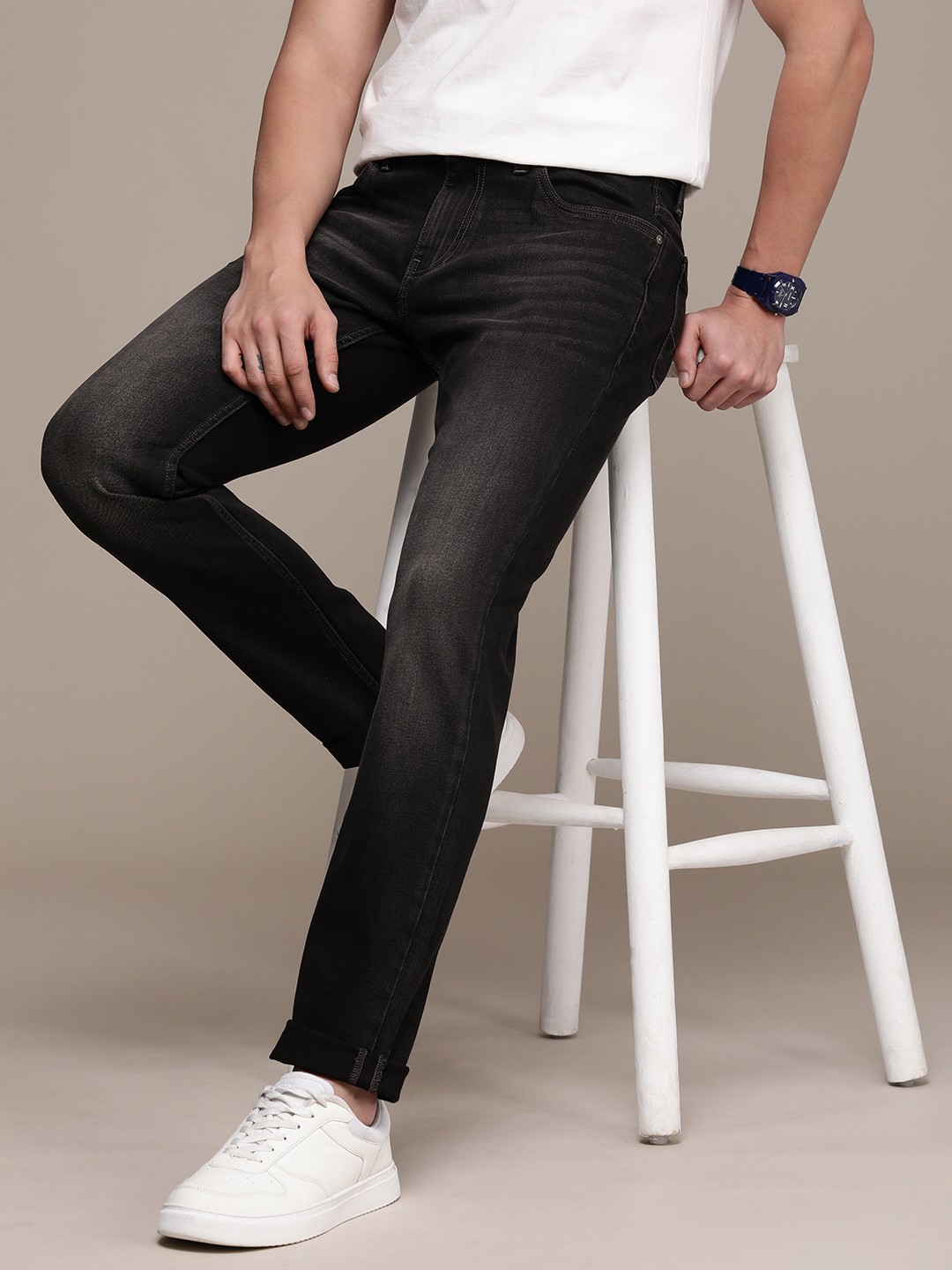 

Nautica Men Slim Fit Light Fade Stretchable Jeans, Black