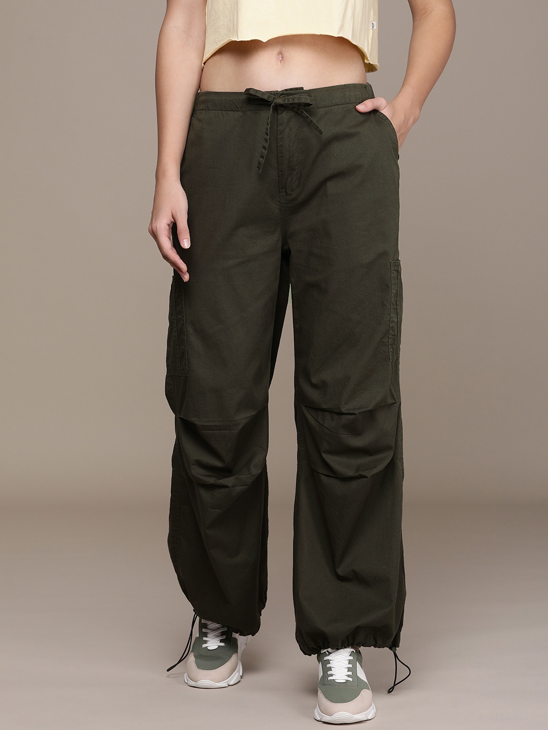 

Moda Rapido Women High-Rise Cargos Trousers, Grey