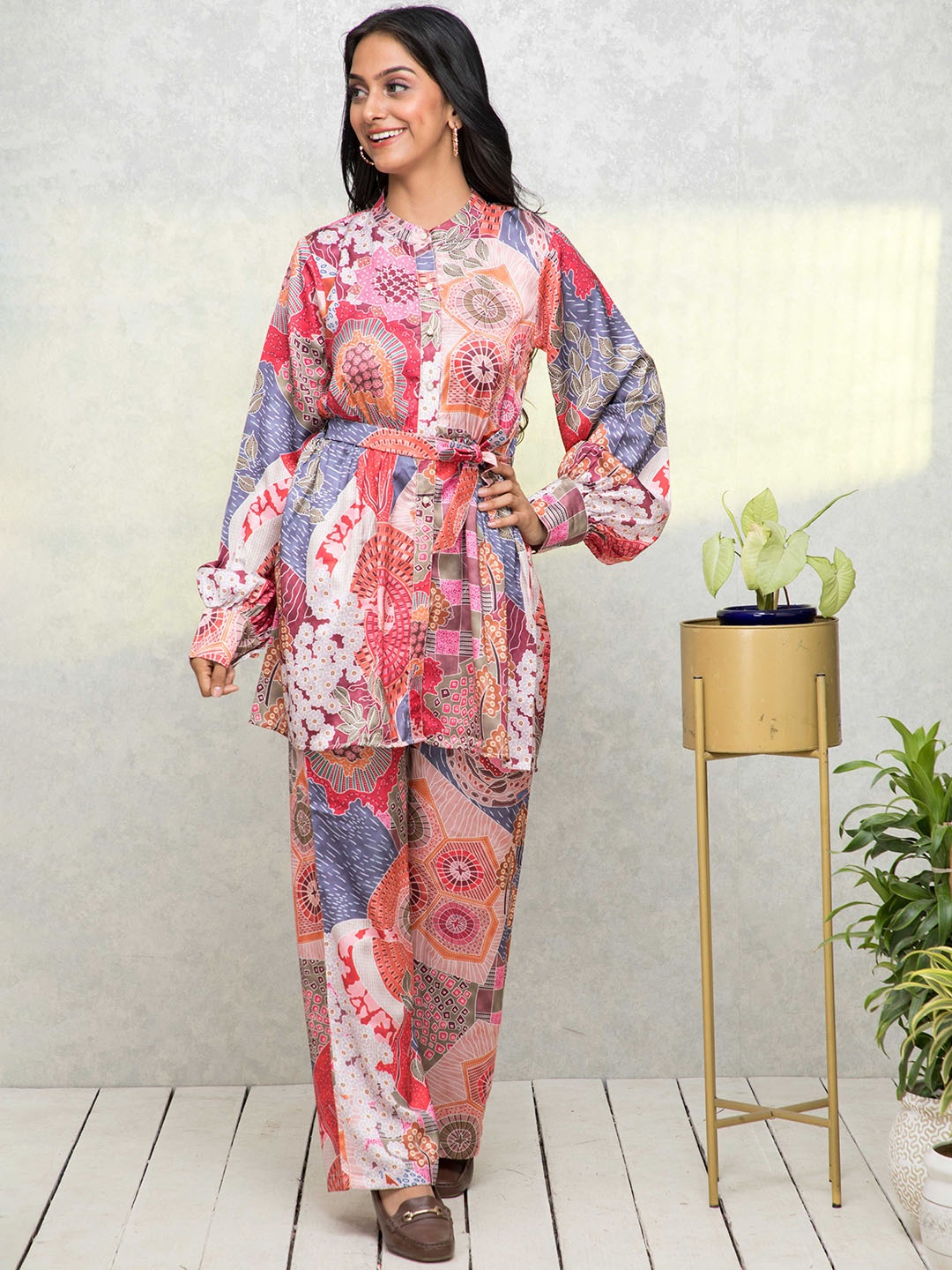 

KALINI Printed Tunic With Trousers, White
