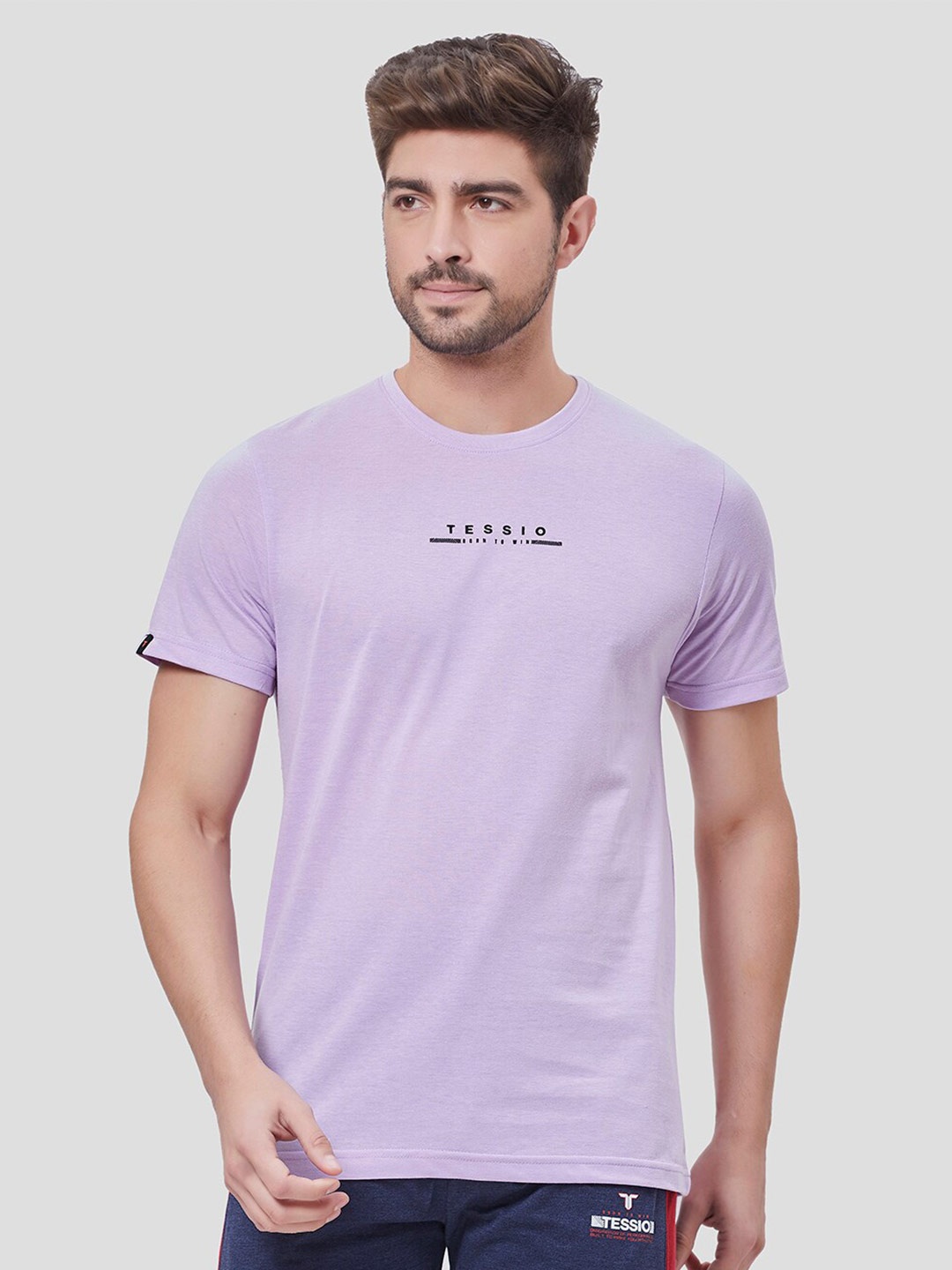 

TESSIO Round Neck Cotton T-shirt, Lavender