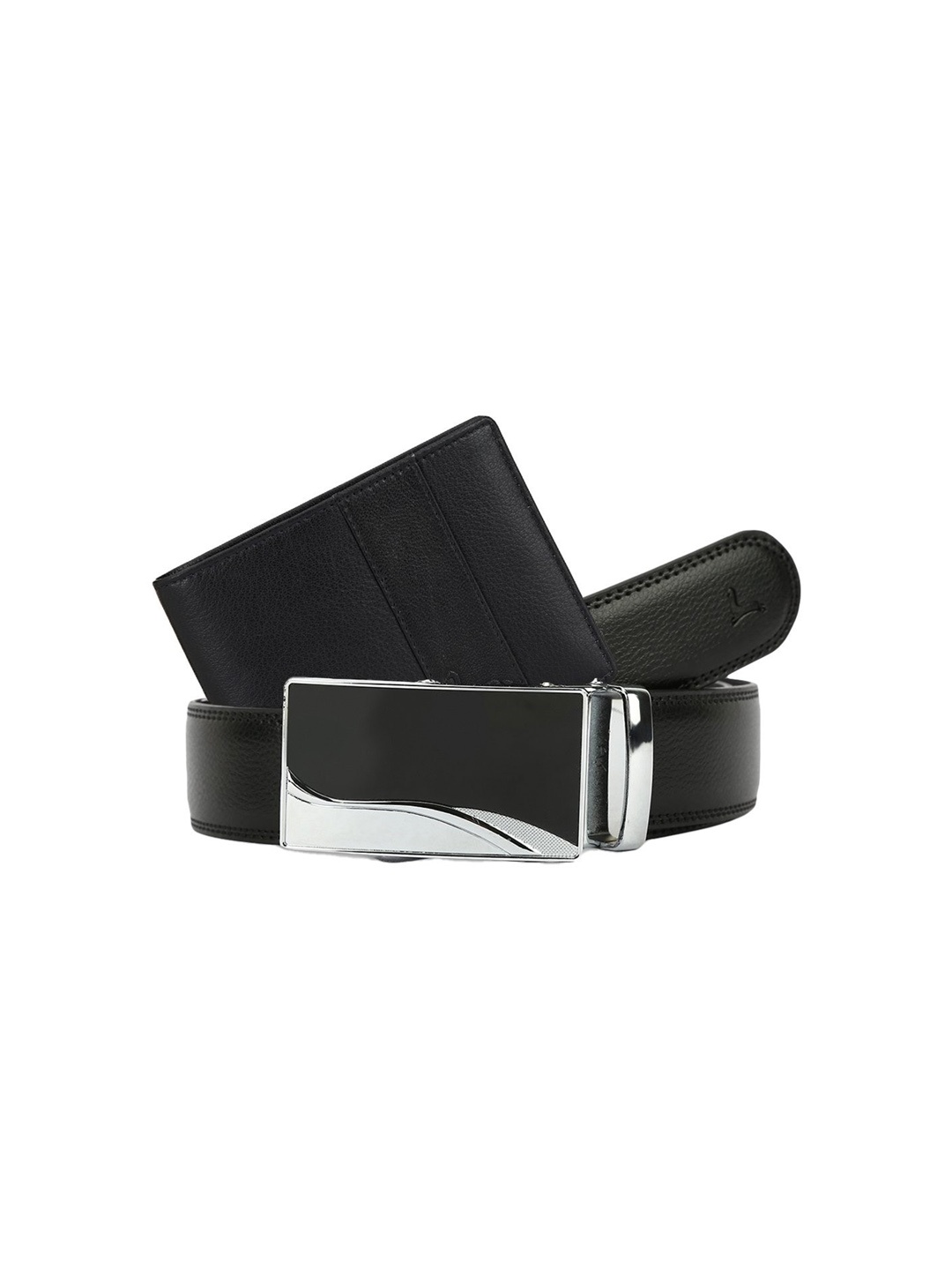 

Pacific Gold Genuine Leather Belt and Bi-Fold Wallet Gift Set Box, Black