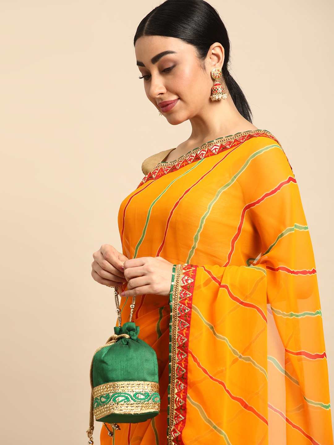 

Mitera Leheriya Gotta Patti Pure Chiffon Saree, Yellow