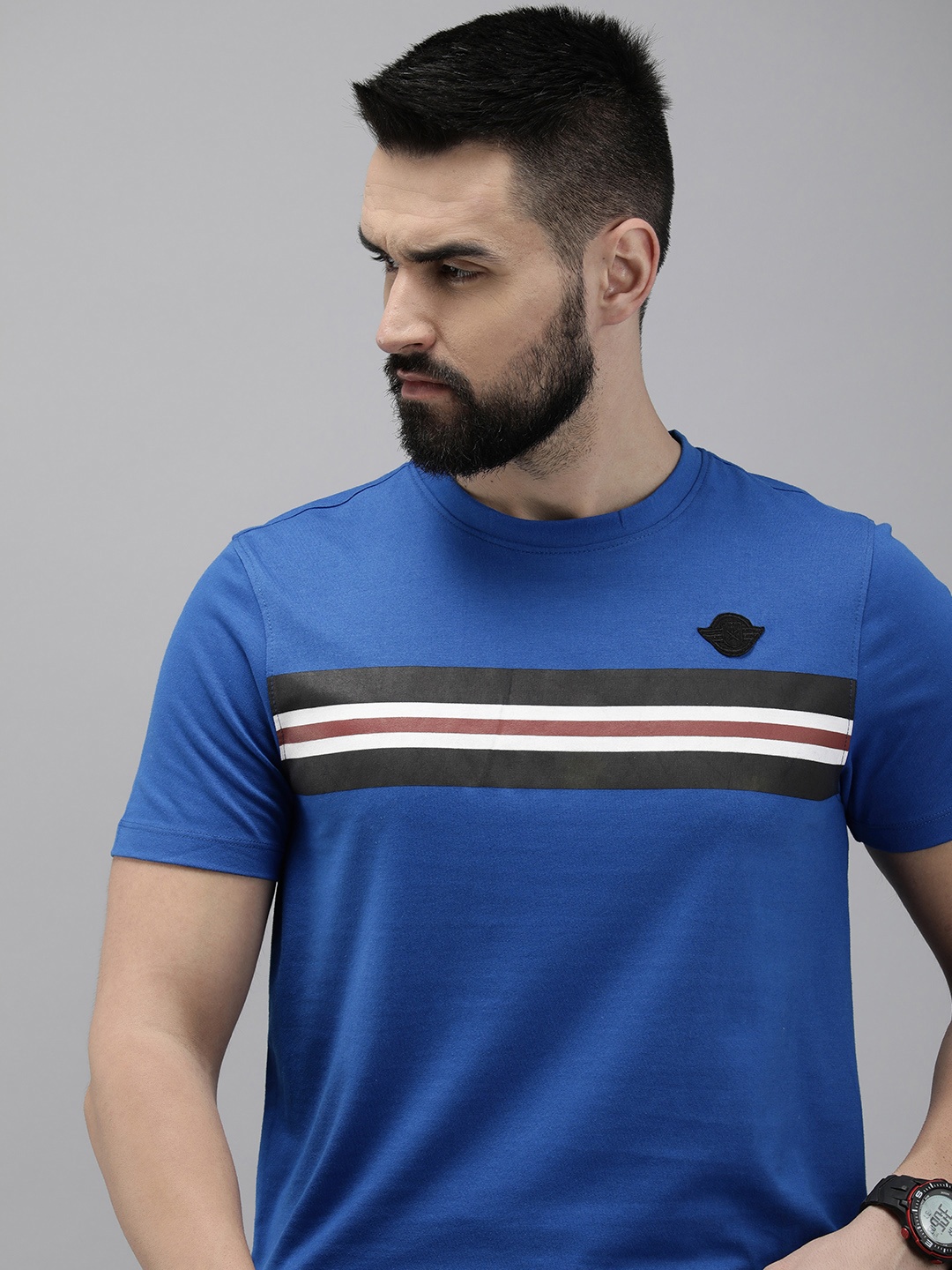 

Roadster Men Striped T-shirt, Blue