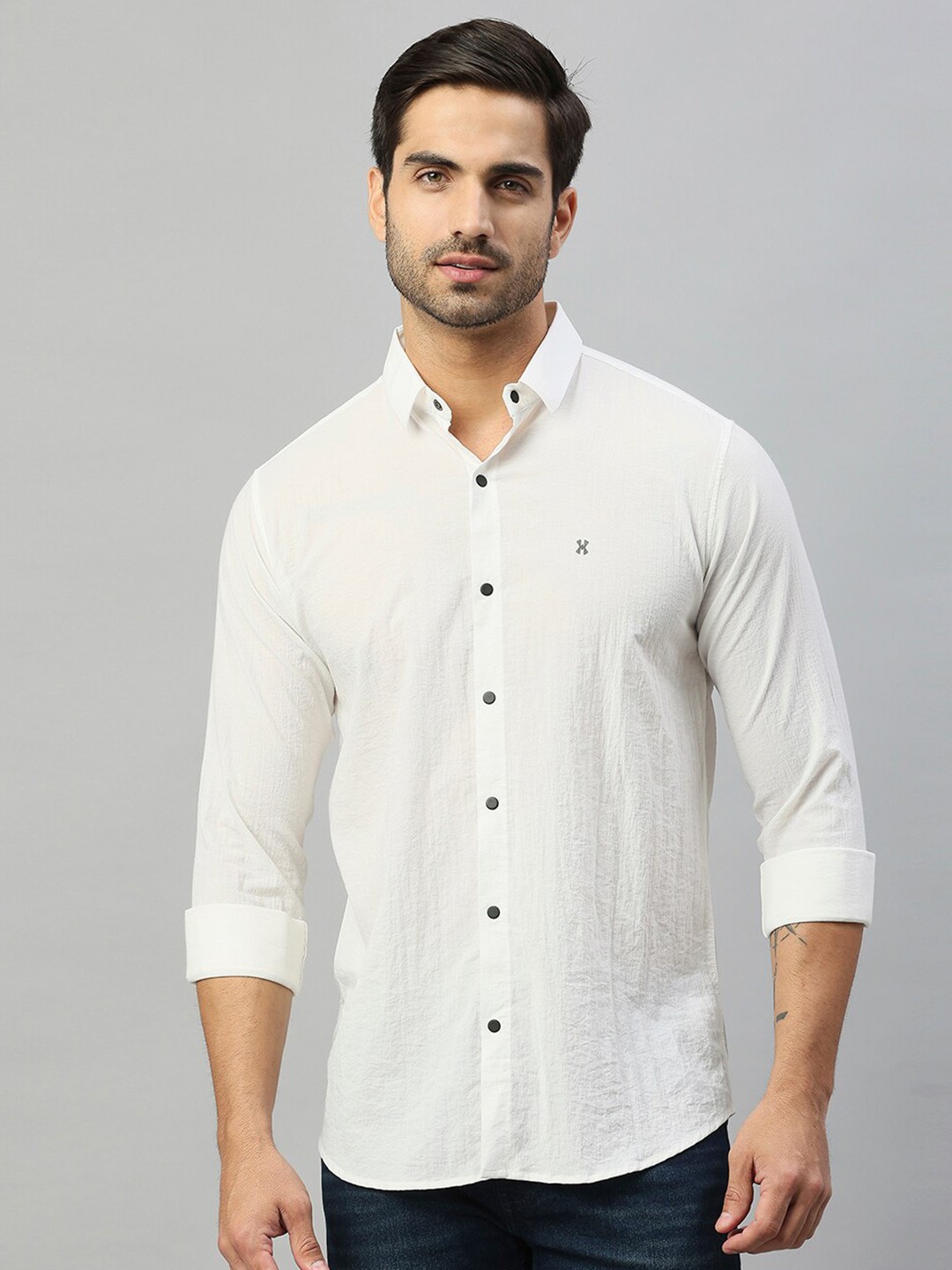 

Hatcher's Slim Fit Spread Collar Casual Shirt, White
