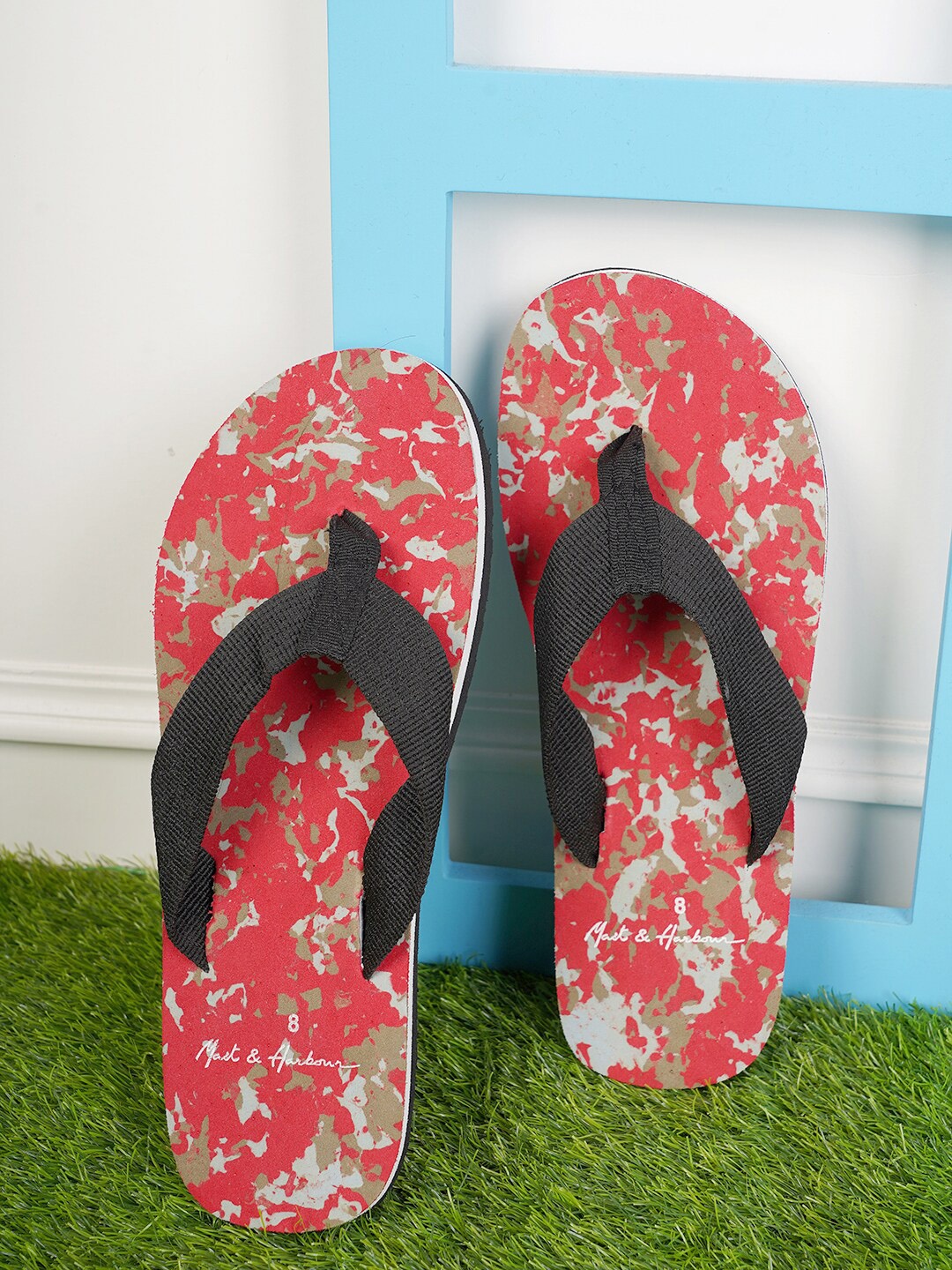 

Mast & Harbour Men Black & Red Printed Thong Flip-Flops