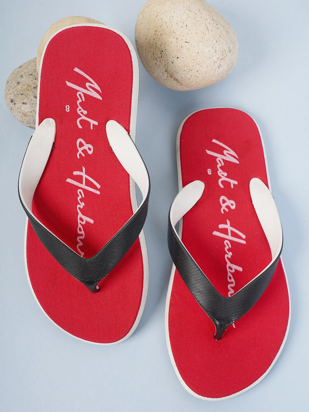 

Mast & Harbour Men Black & Red Printed Rubber Thong Flip-Flops