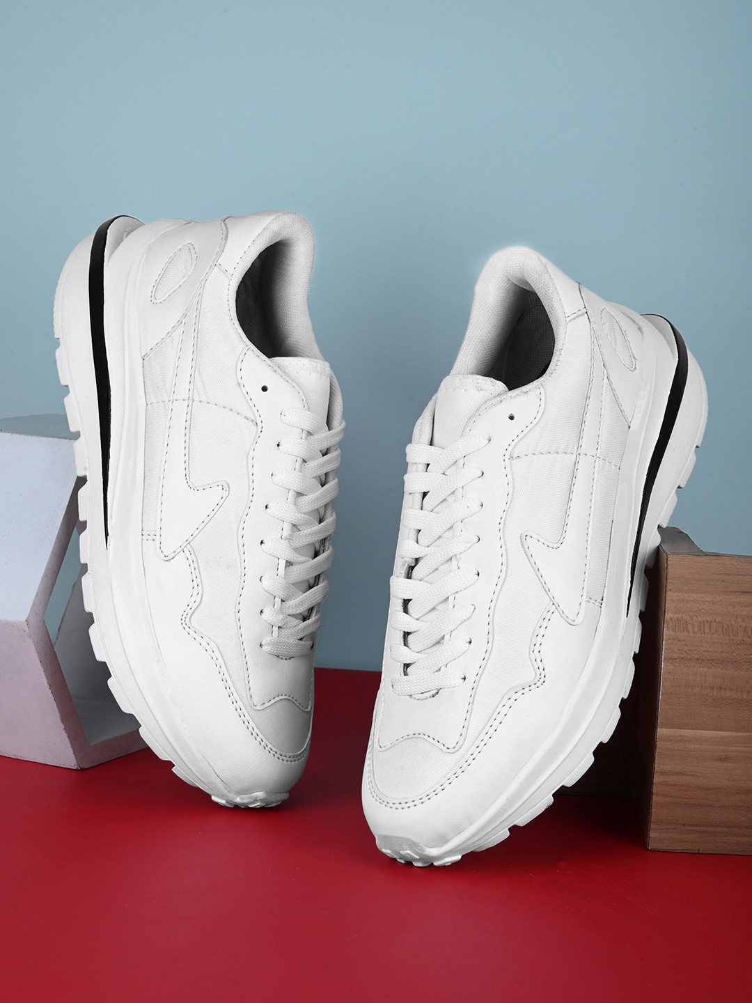 

FASHION FASTER Men Lightweight Lace-Up Sneakers, White
