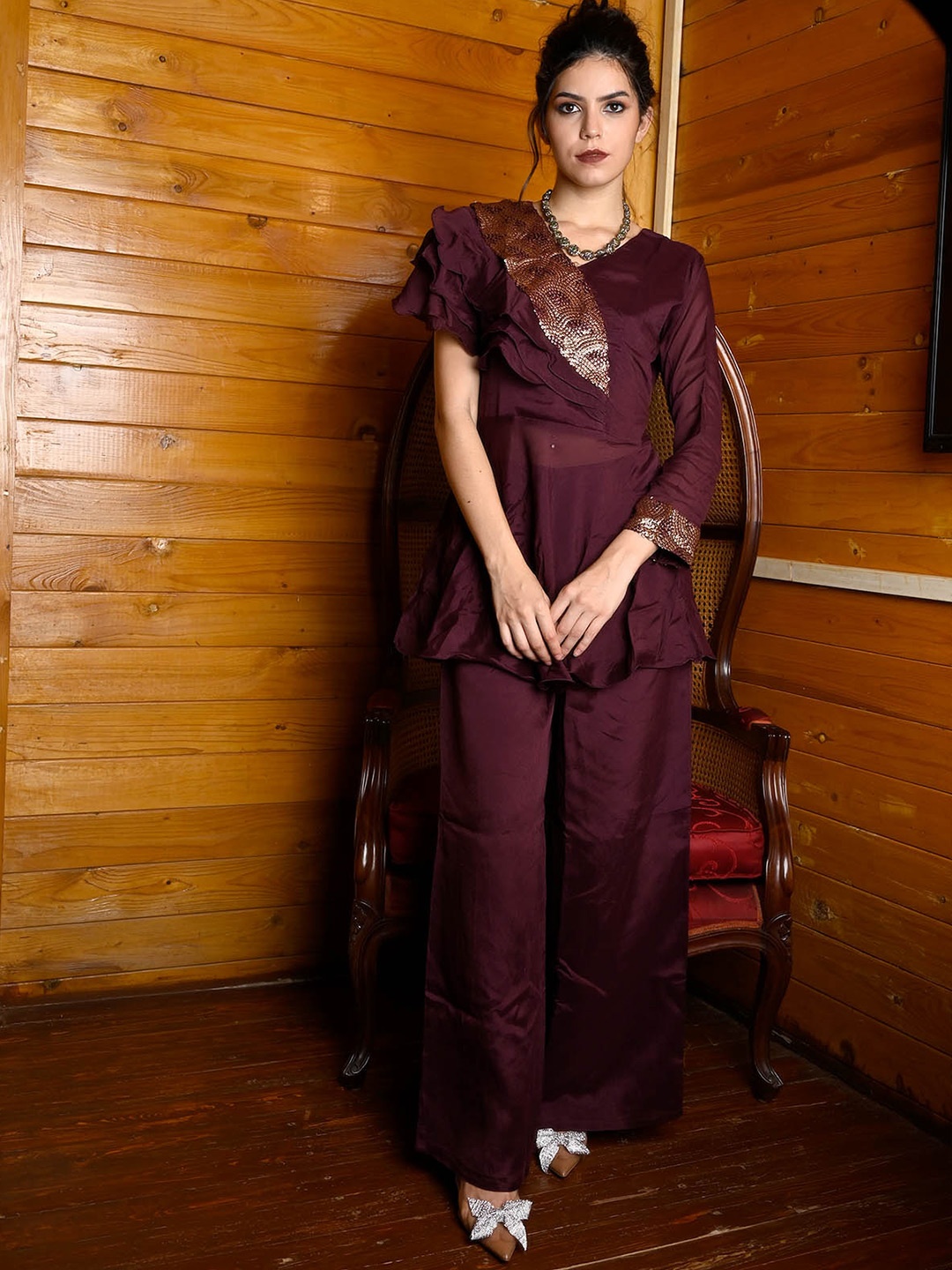

ODETTE V-Neck Tunic and Palazzo, Violet