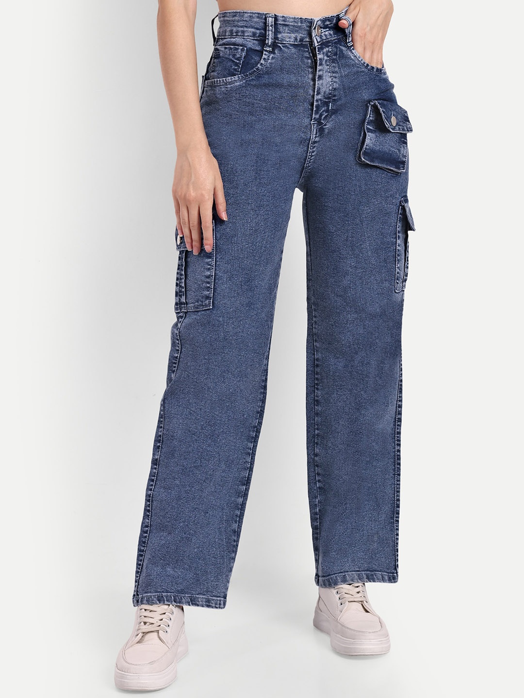 

BROADSTAR Women Smart Straight Fit High-Rise Clean Look Stretchable Jeans, Blue