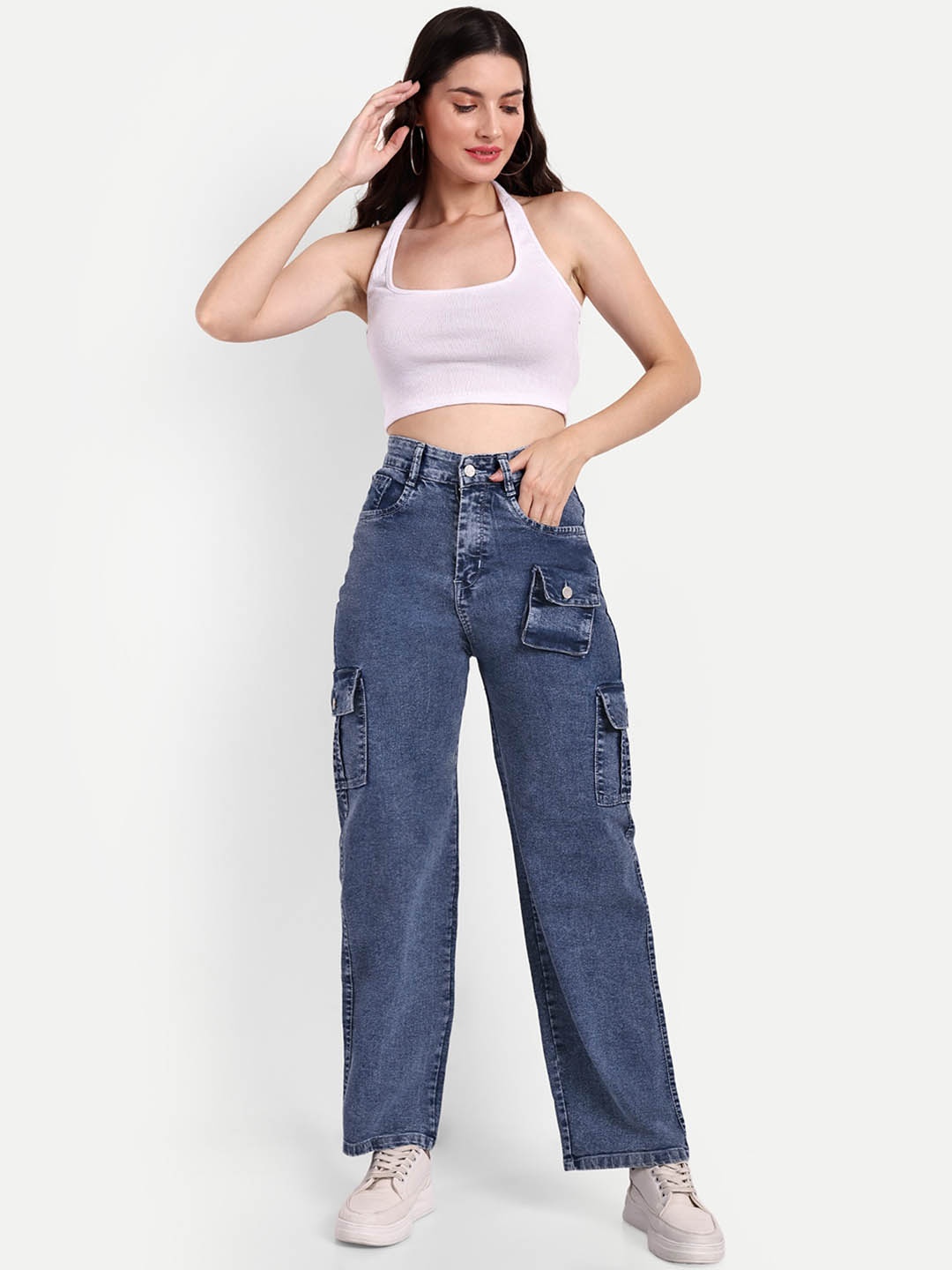 

BROADSTAR Women Smart Straight Fit High-Rise Clean Look Stretchable Jeans, Blue
