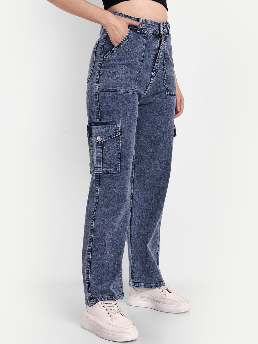 

BROADSTAR Women Smart Straight Fit High-Rise Clean Look Stretchable Jeans, Blue