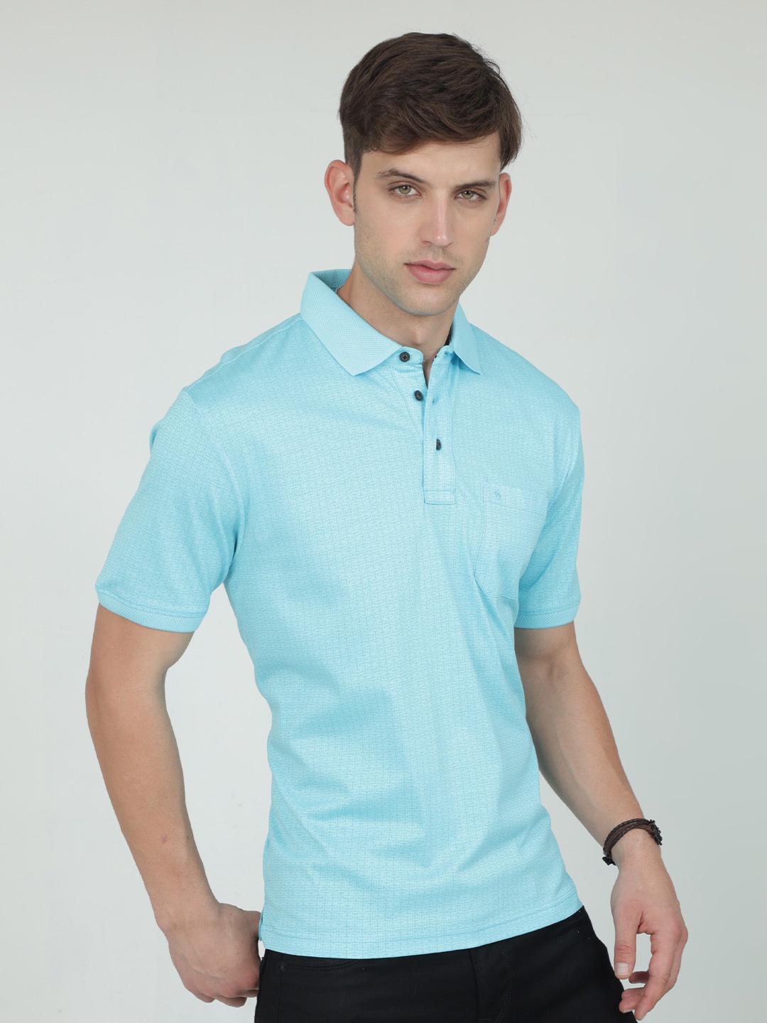 

Classic Polo Abstract Printed Polo Collar Cotton T-Shirt, Blue