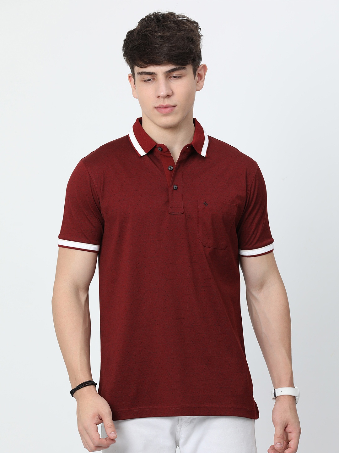 

Classic Polo Men Polo Collar T-shirt, Maroon