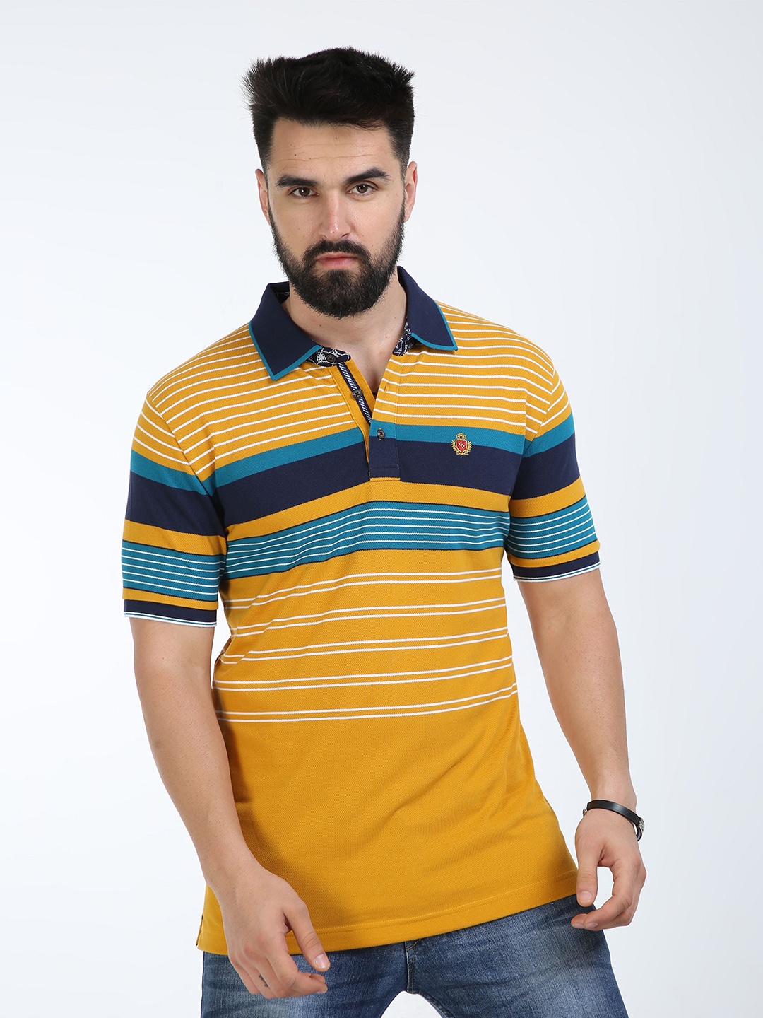 

Classic Polo Striped Polo Collar Slim Fit Cotton T-shirt, Yellow