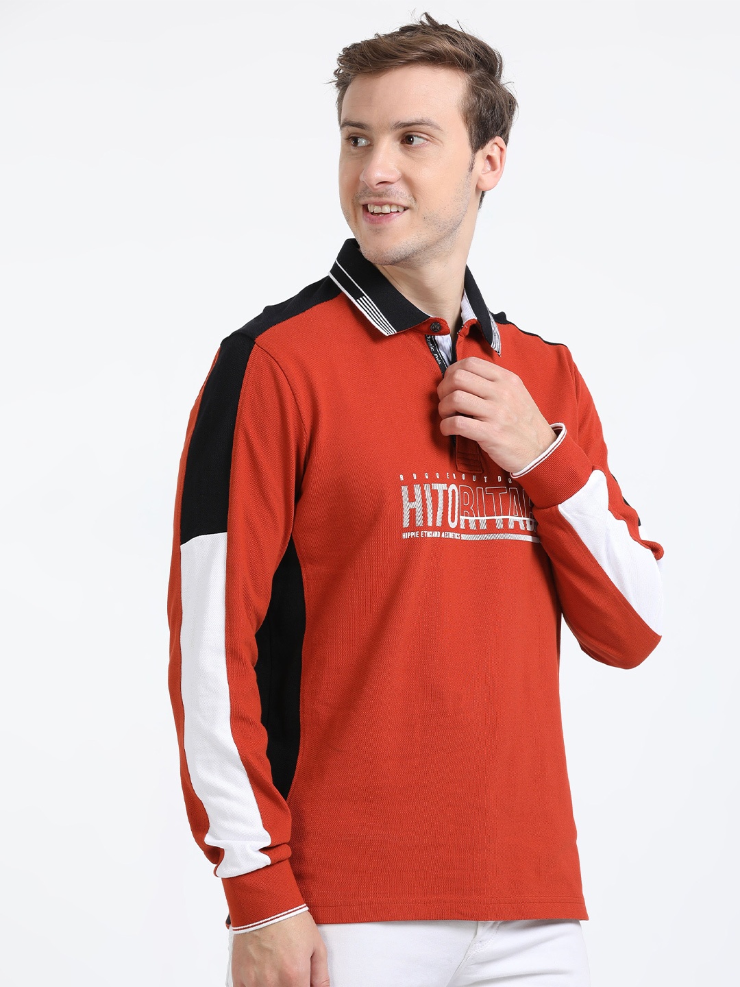 

Classic Polo Typography Printed Polo Collar Slim Fit T-shirt, Red