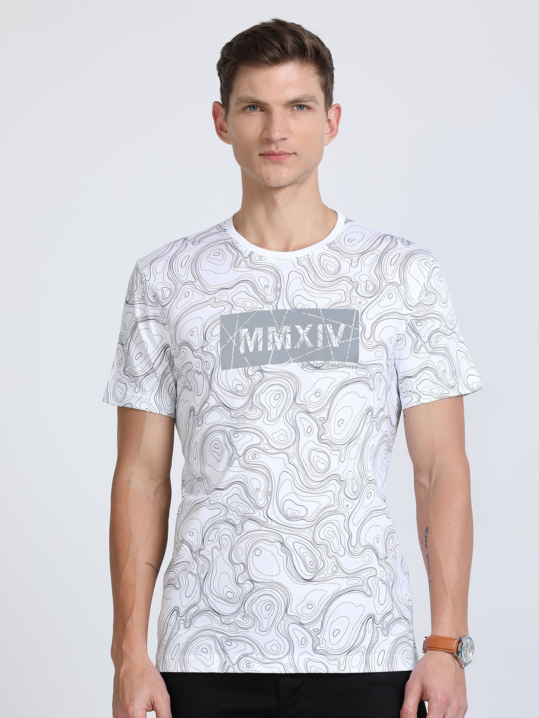

Classic Polo Abstract Printed Slim Fit T-shirt, White