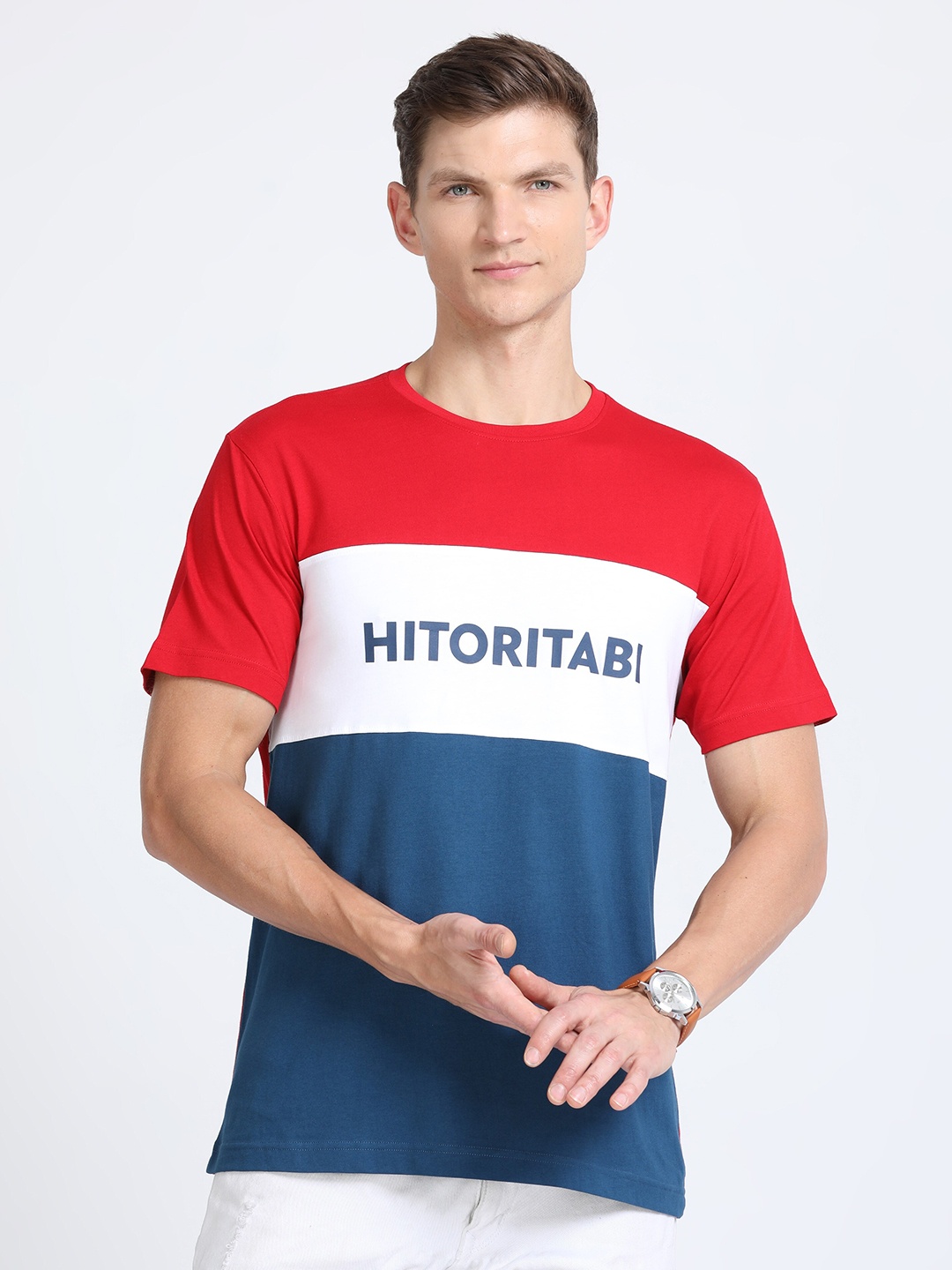 

Classic Polo Colourblocked Polo Collar Slim Fit Cotton T-shirt, Red
