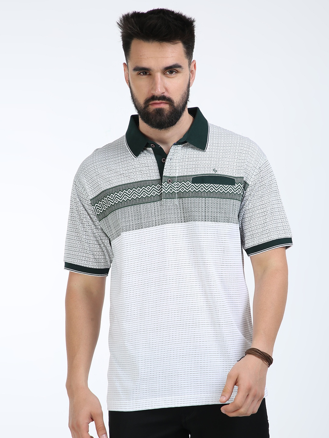 

Classic Polo Striped Polo Collar Cotton T-shirt, Green