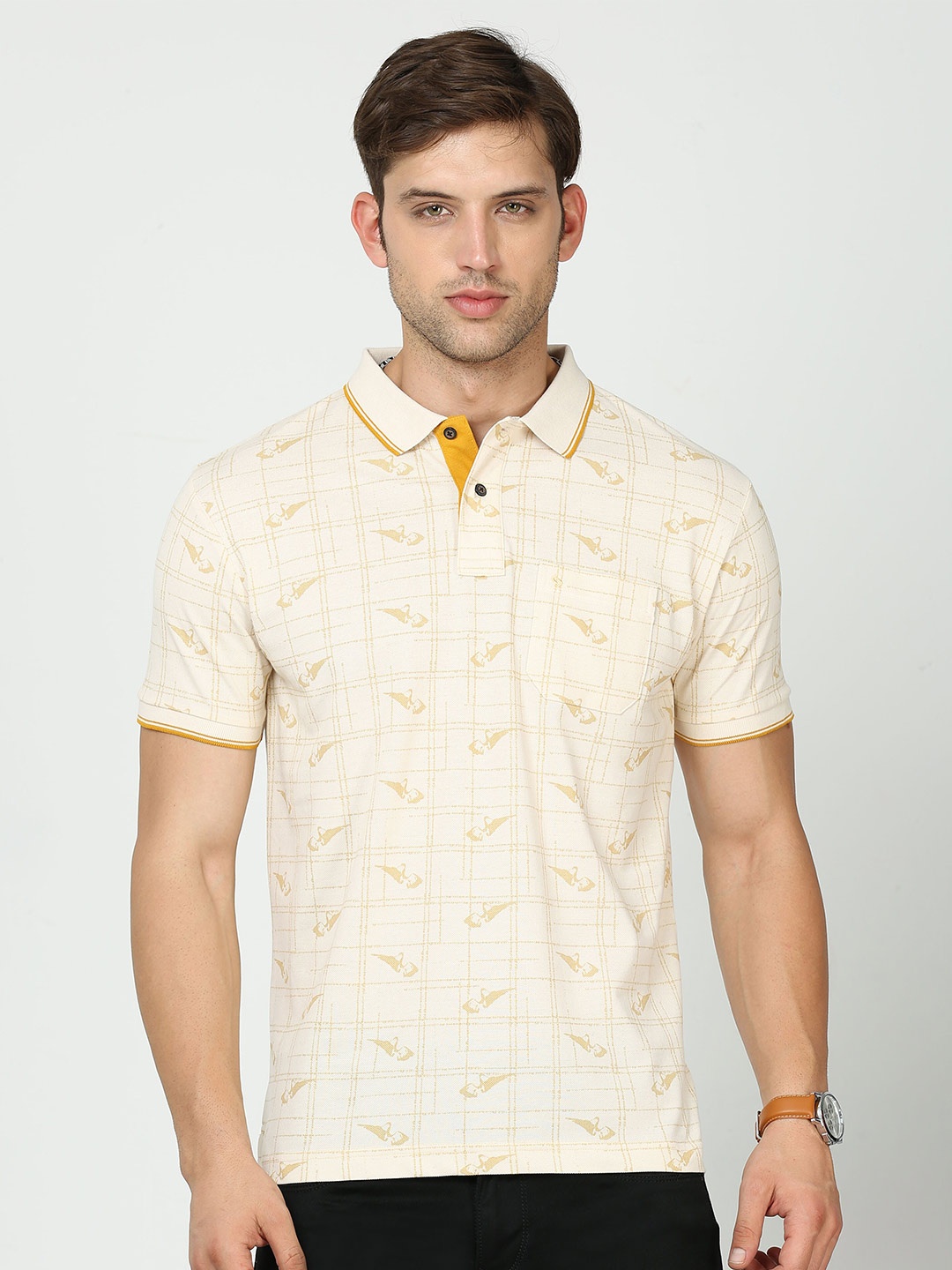 

Classic Polo Conversational Printed Slim Fit Cotton T-shirt, Yellow