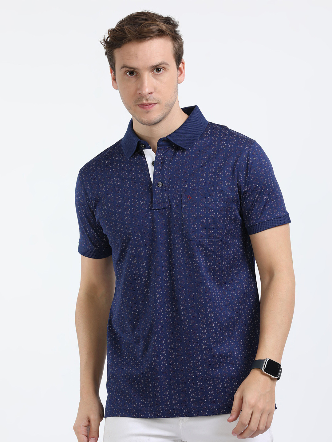 

Classic Polo Polo Collar Pockets Slim Fit Cotton T-shirt, Blue