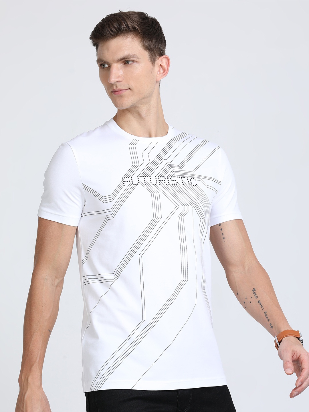 

Classic Polo Geometric Printed Cotton Slim Fit T-shirt, White